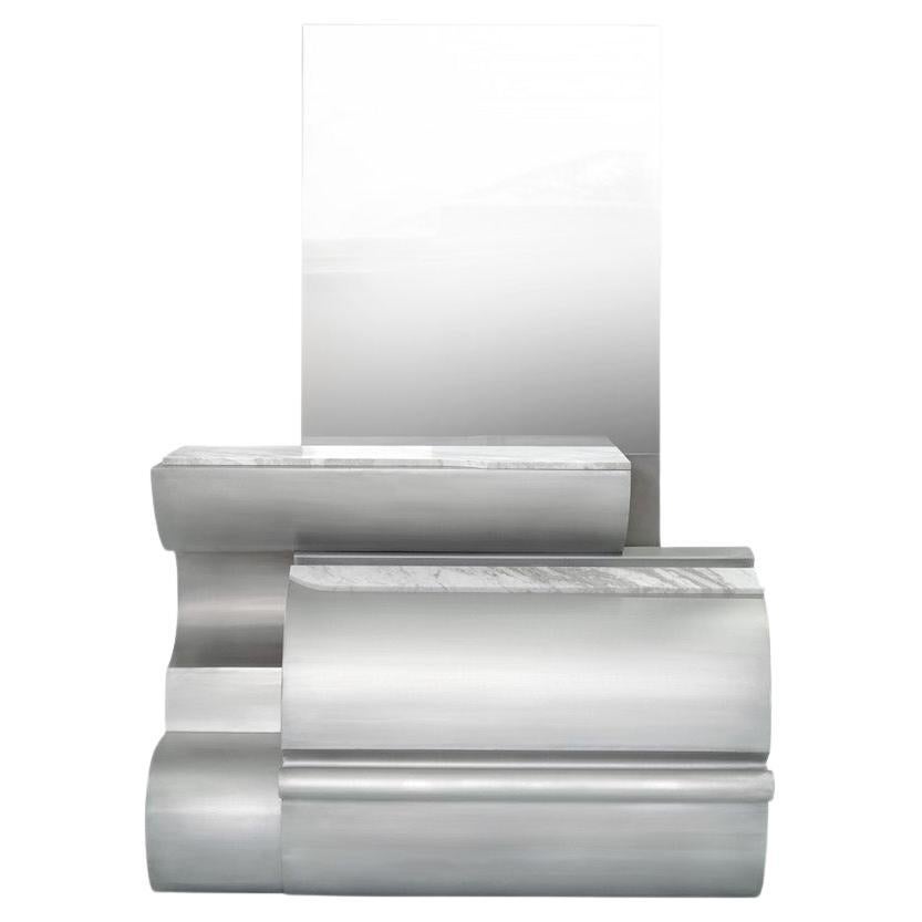 Console Massless en aluminium, miroir, acier et marbre par Todomuta Studio en vente