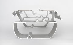 Banco doble sin masa, aluminio, cuero by Todomuta Studio