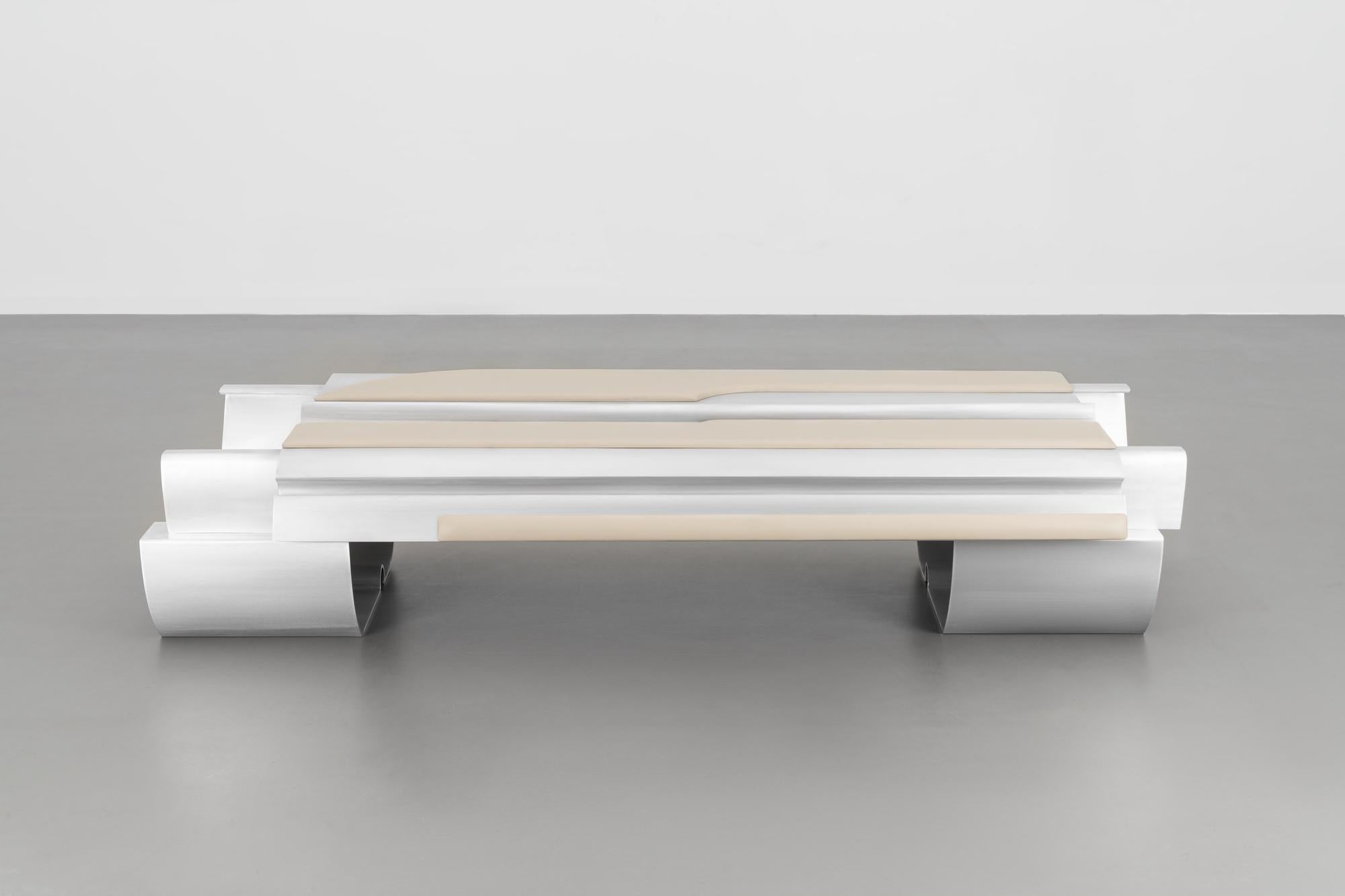Massless Double Bench, Aluminum, Leather by Todomuta Studio In New Condition For Sale In Beverly Hills, CA