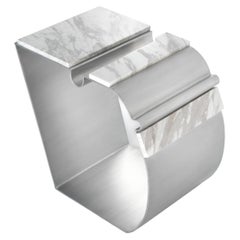 Massless Side Table, Aluminum, Marble by Todomuta Studio