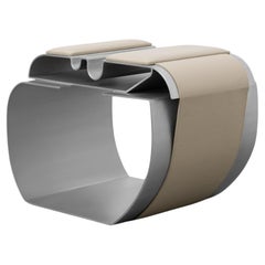 Massenloser Hocker, Aluminium, Leder von Todomuta Studio
