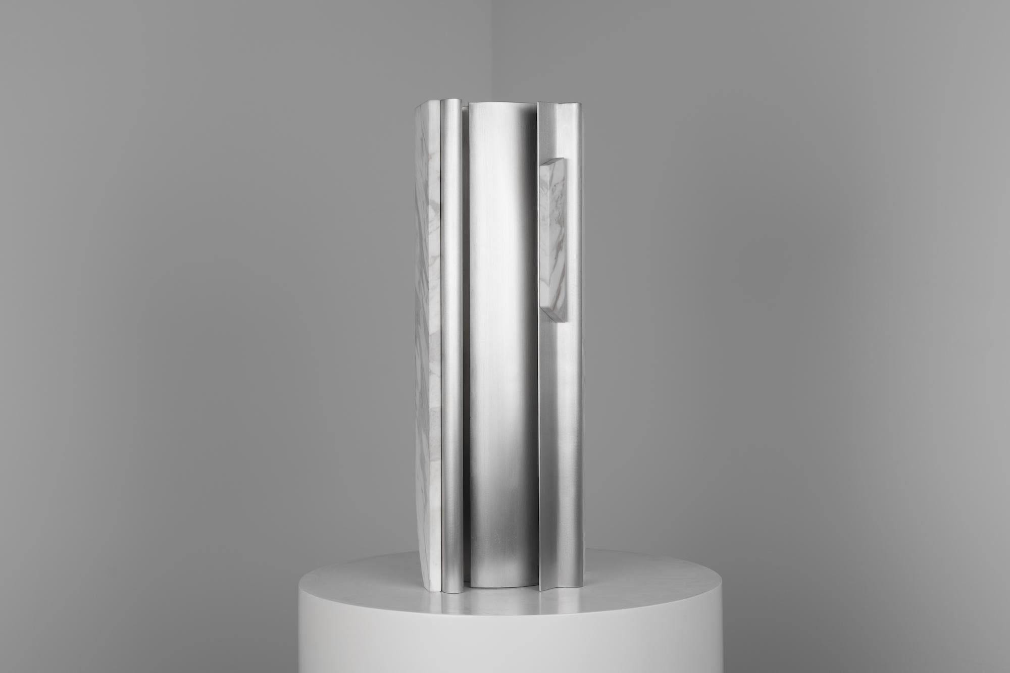 Contemporary MASSLESS Vase, Aluminum, Marble by Todomuta Studio For Sale
