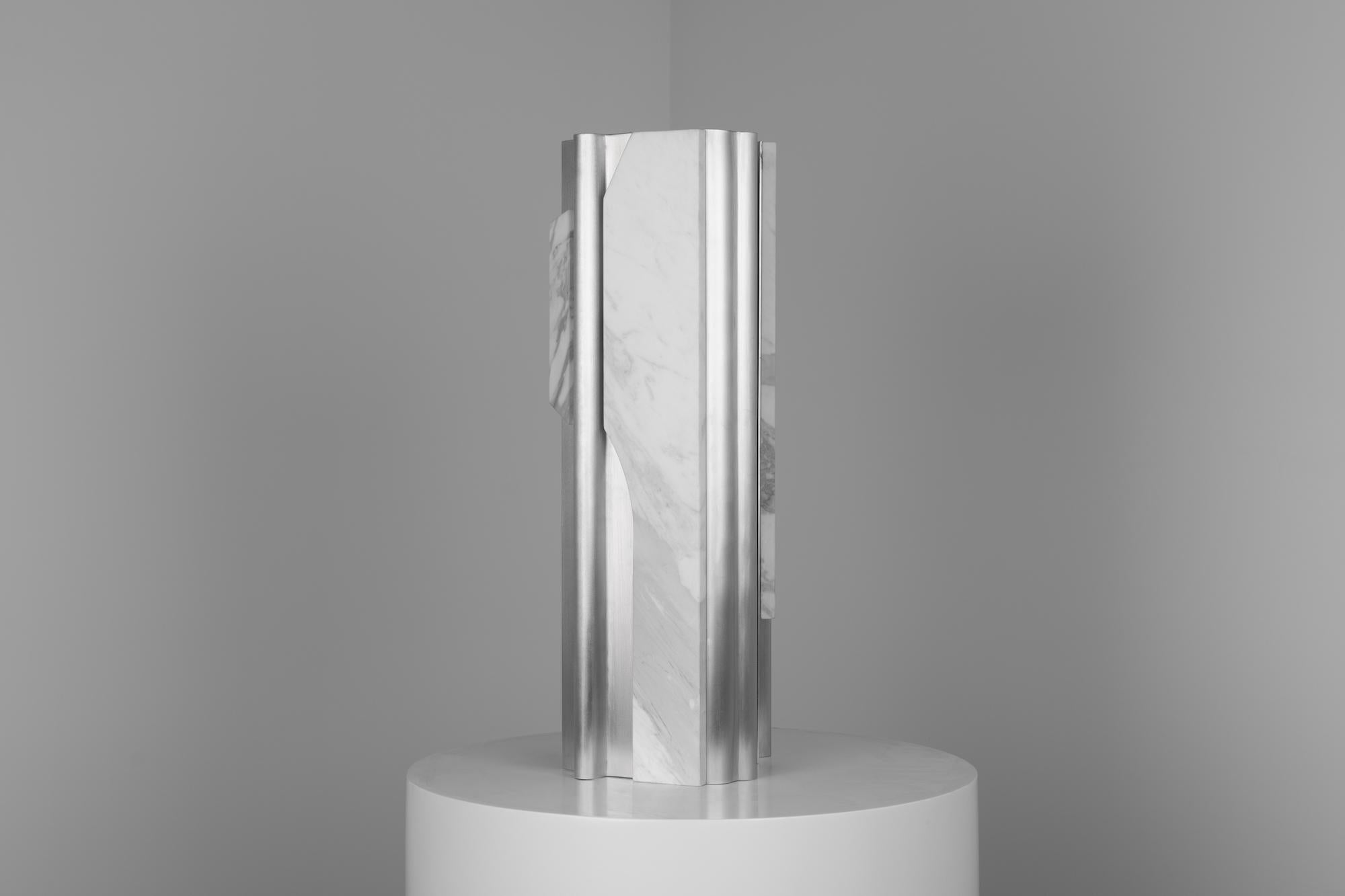 MASSLESS Vase, Aluminum, Marble by Todomuta Studio For Sale 1