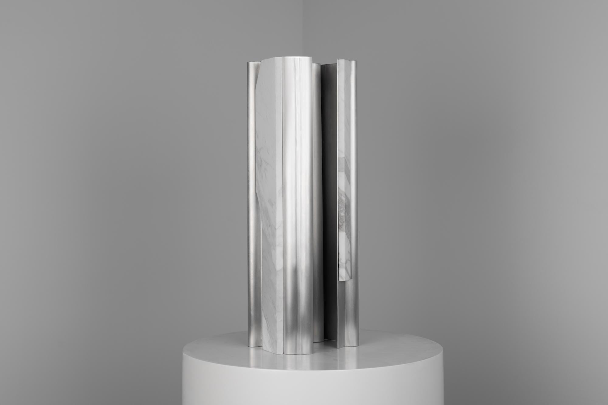 MASSLESS Vase, Aluminum, Marble by Todomuta Studio For Sale 2