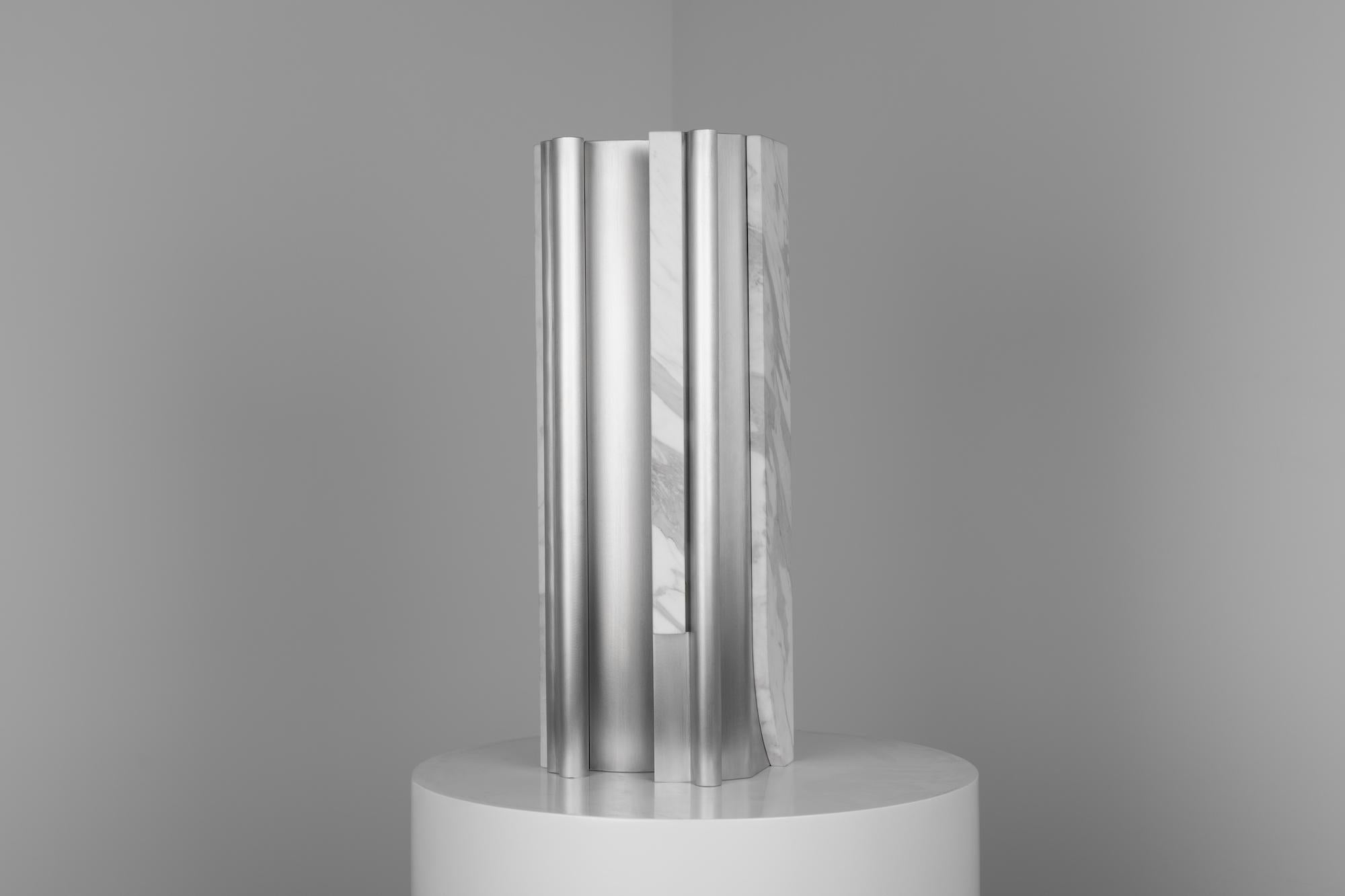 MASSLESS Vase, Aluminum, Marble by Todomuta Studio For Sale 3