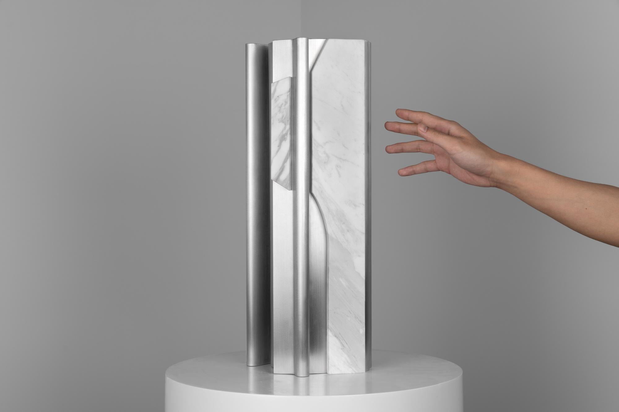 MASSLESS Vase, Aluminum, Marble by Todomuta Studio For Sale 4