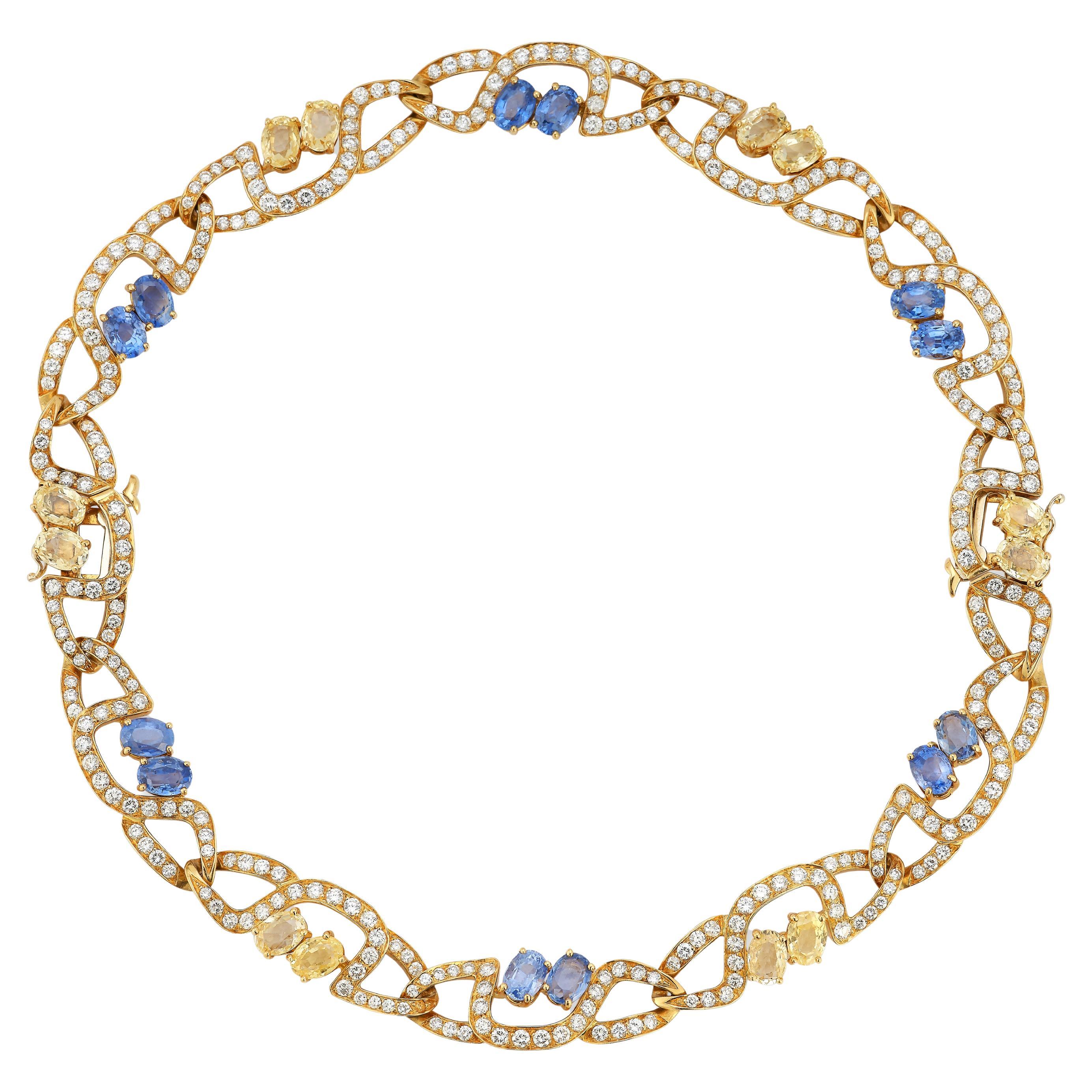 Umwandelbare Halskette von Massoni mit Saphiren und Diamanten