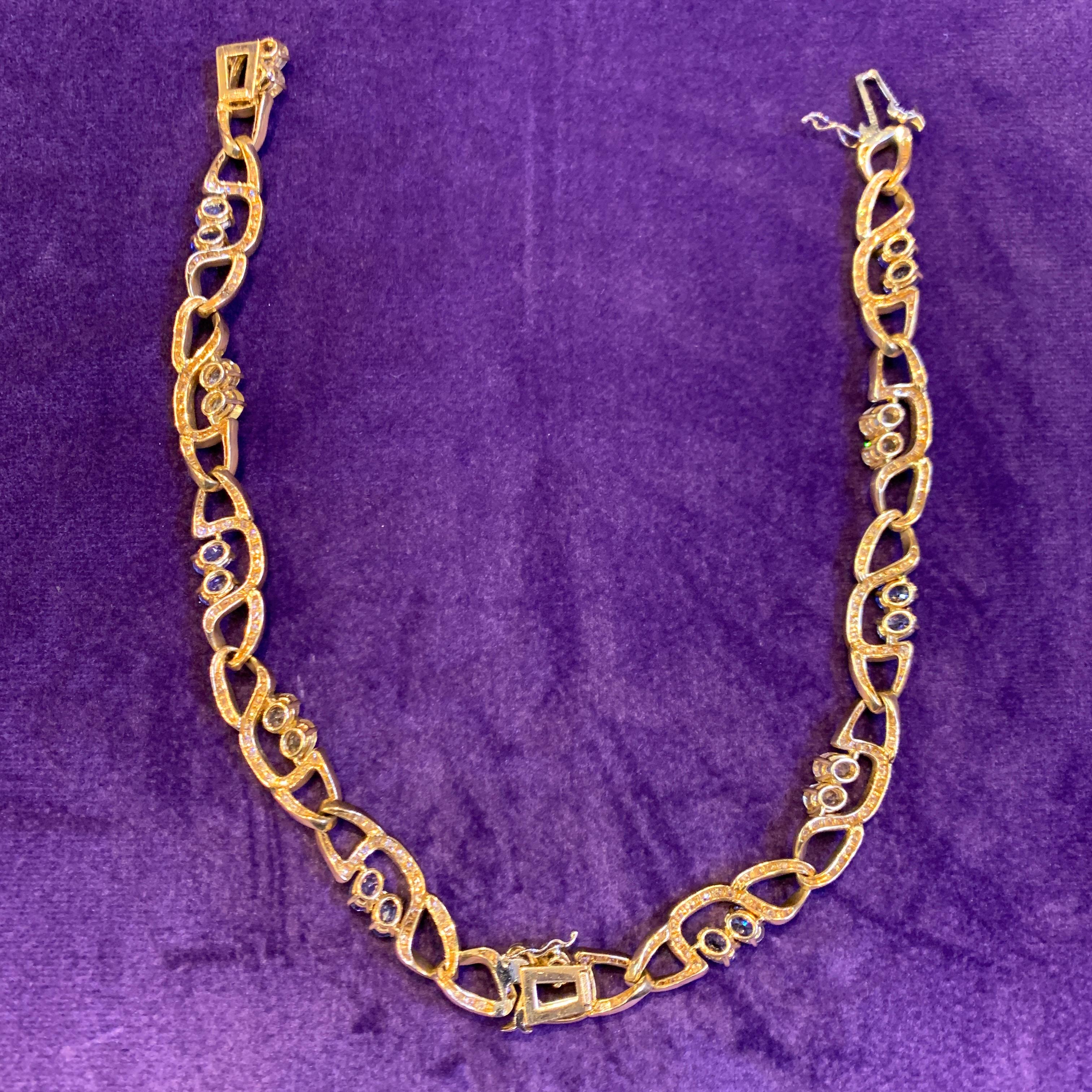 Massoni Saphir- und Diamant-Halskette  im Angebot 4