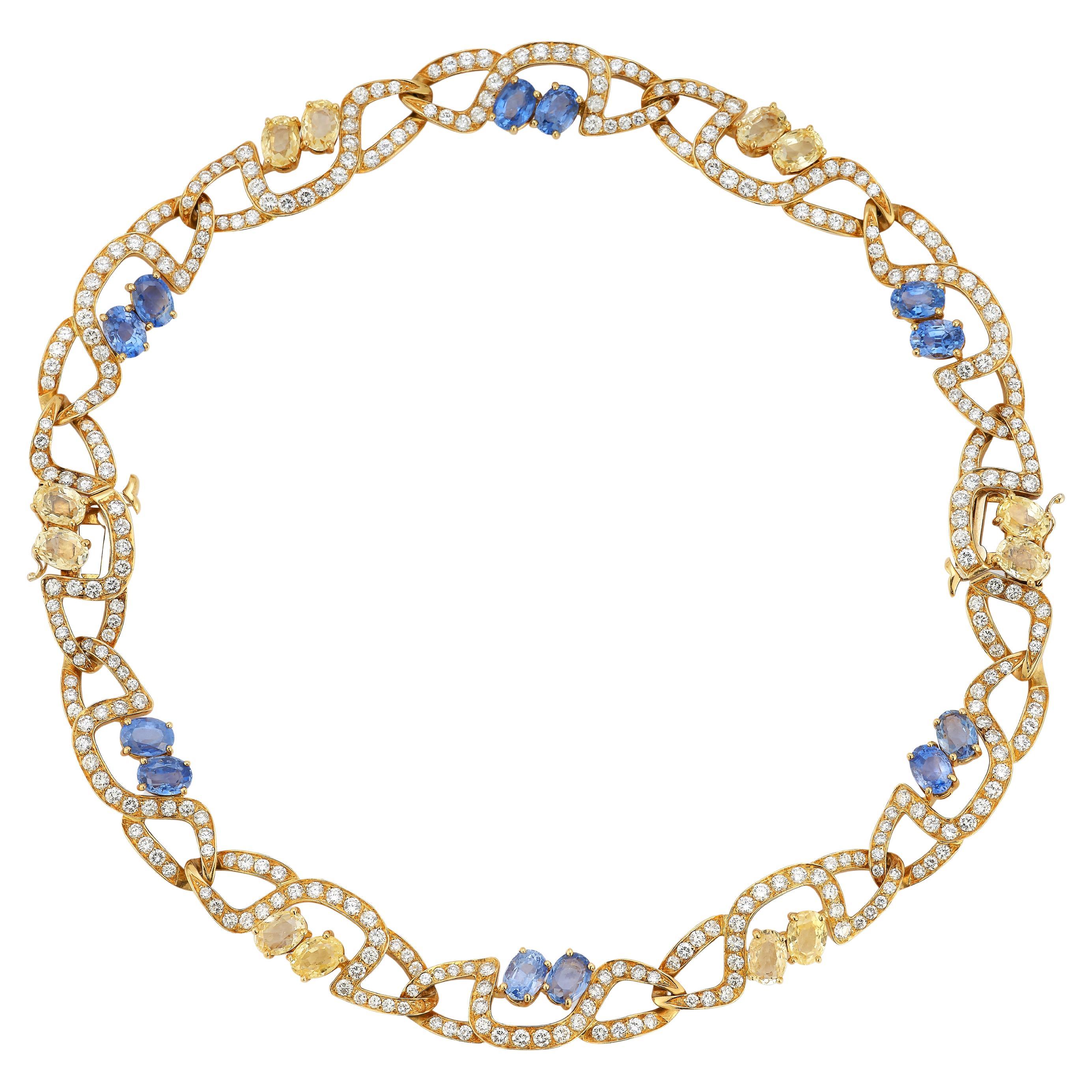 Massoni Sapphire & Diamond Necklace  For Sale