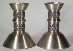 Mastad Norway Pair of Candle Holders Scandinavian Modern Pewter 1950s