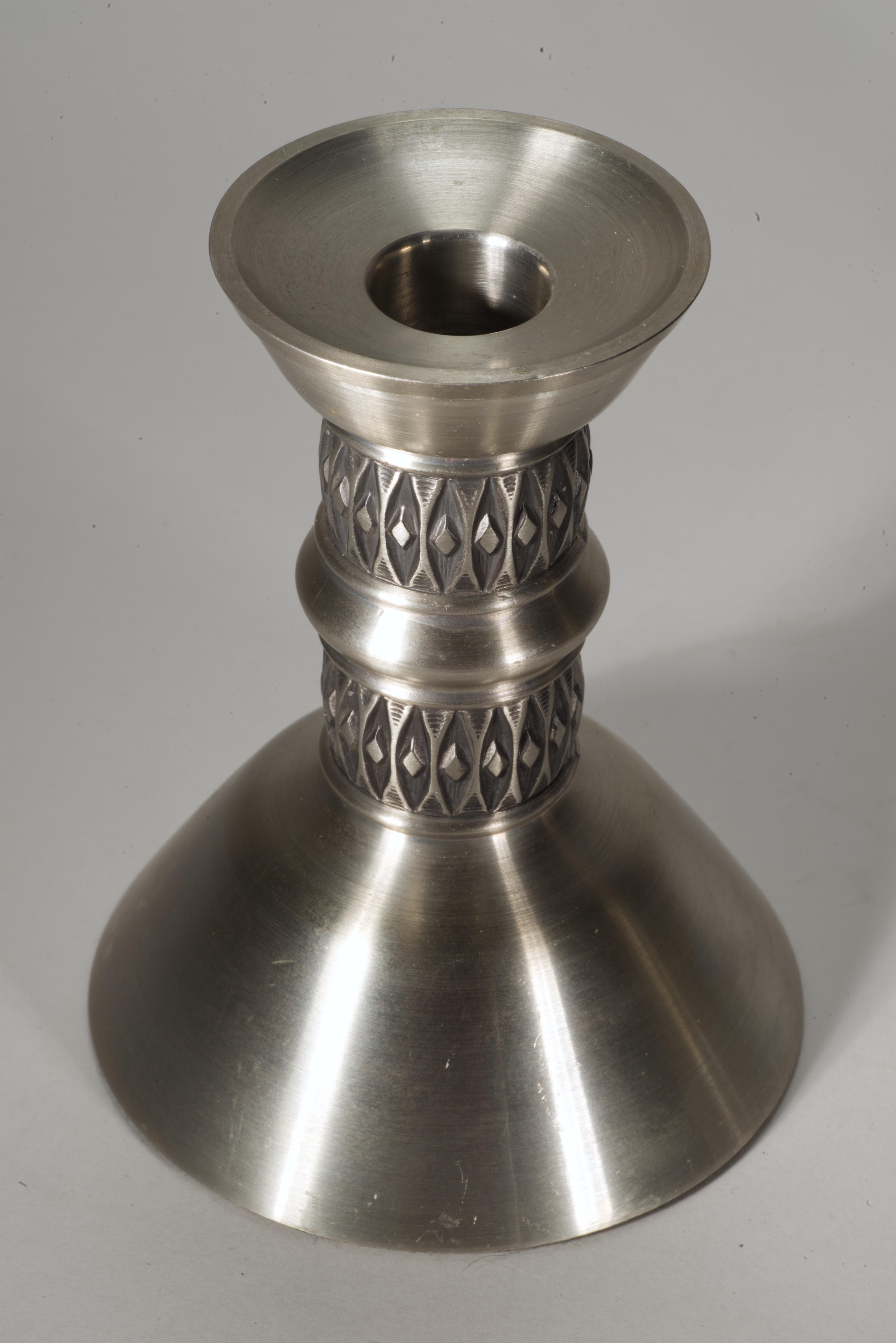 Mastad Norway Pair of Candle Holders Scandinavian Modern Pewter 1950s For Sale 1