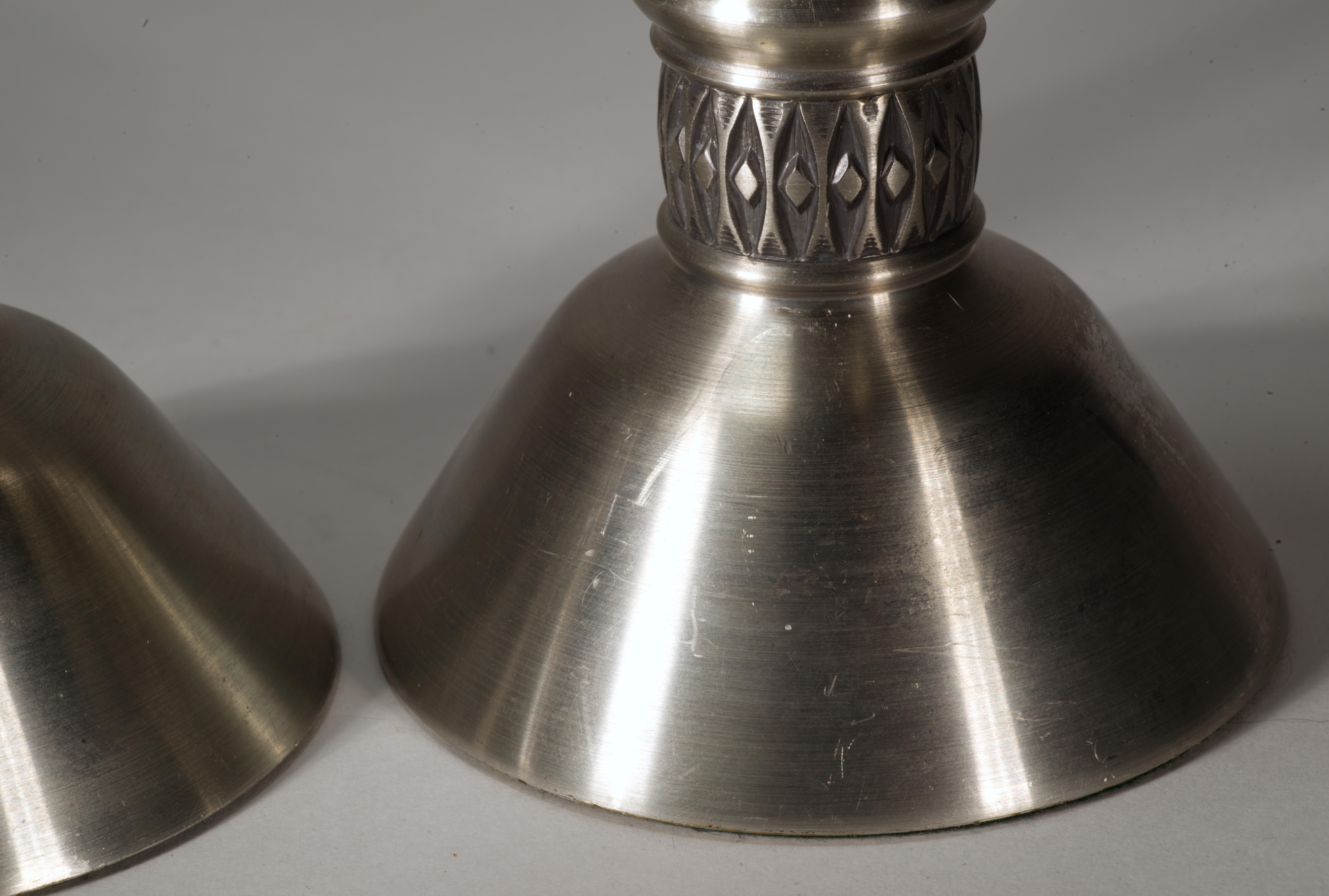 Mastad Norway Pair of Candle Holders Scandinavian Modern Pewter 1950s For Sale 2