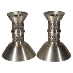 Mastad Pewter Norway Pareja de Portavelas Moderno Escandinavo Peltre Años 50