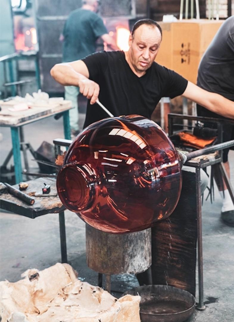 Blown Glass Mastea Low Coffee Table in Murano Glass and Walnut Base, by Matteo Zorzenoni For Sale