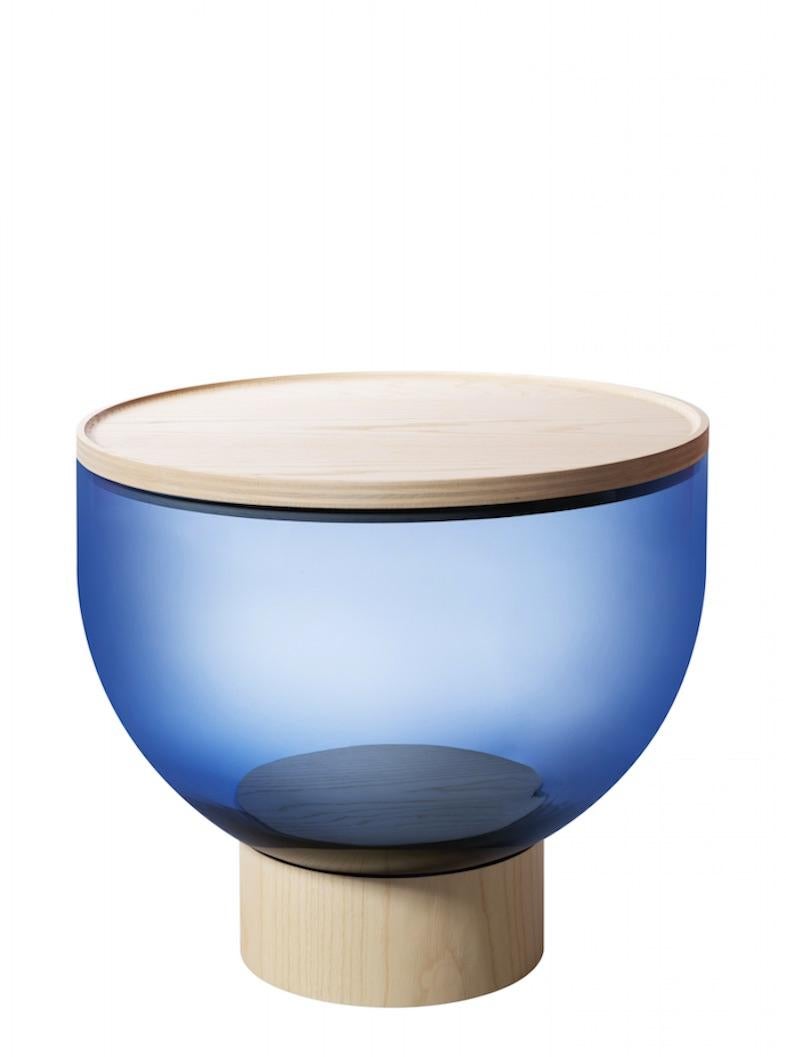 Modern Mastea Low Coffee Table in Murano Glass and Walnut Base, by Matteo Zorzenoni For Sale