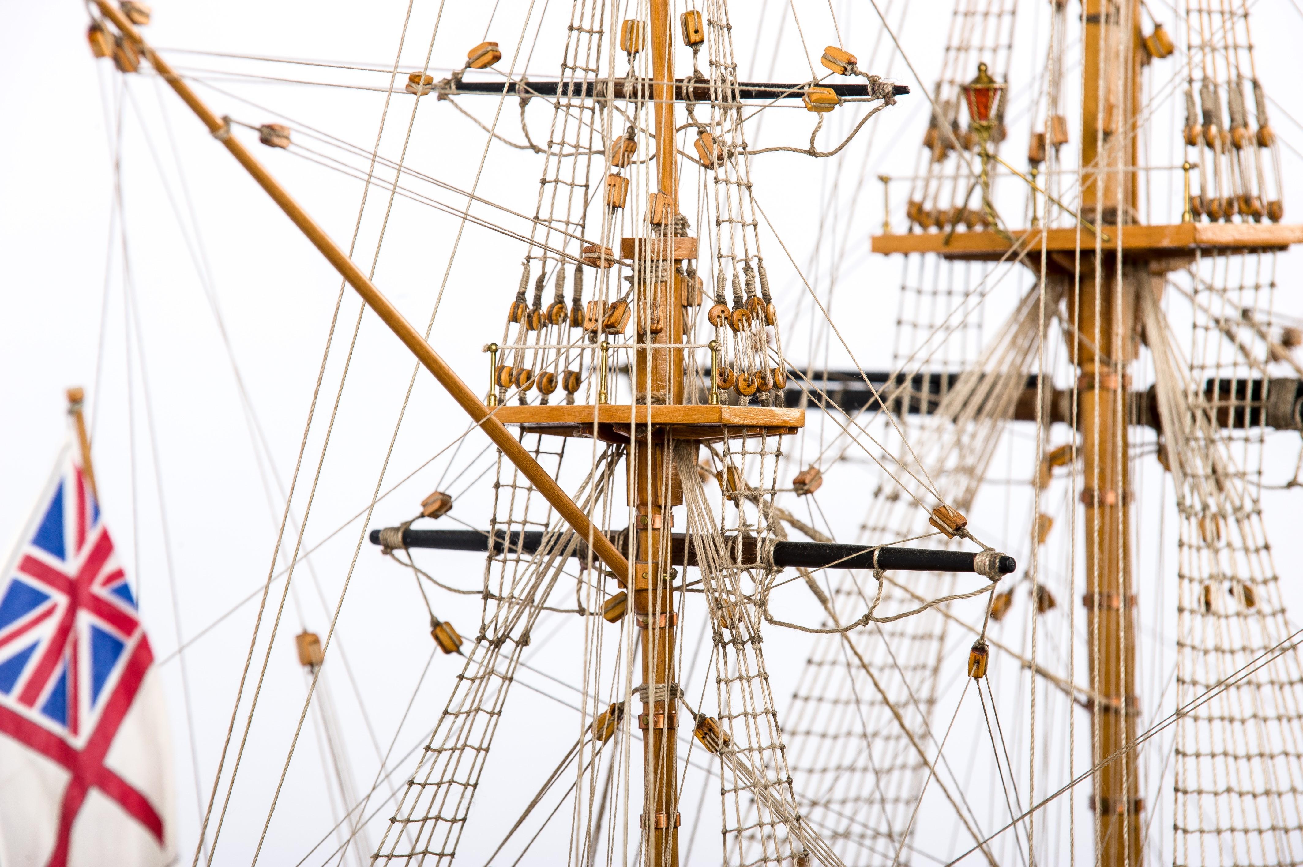 Master Built HMS Victory Scale Model Ship in Display Cabinet on Stand 3