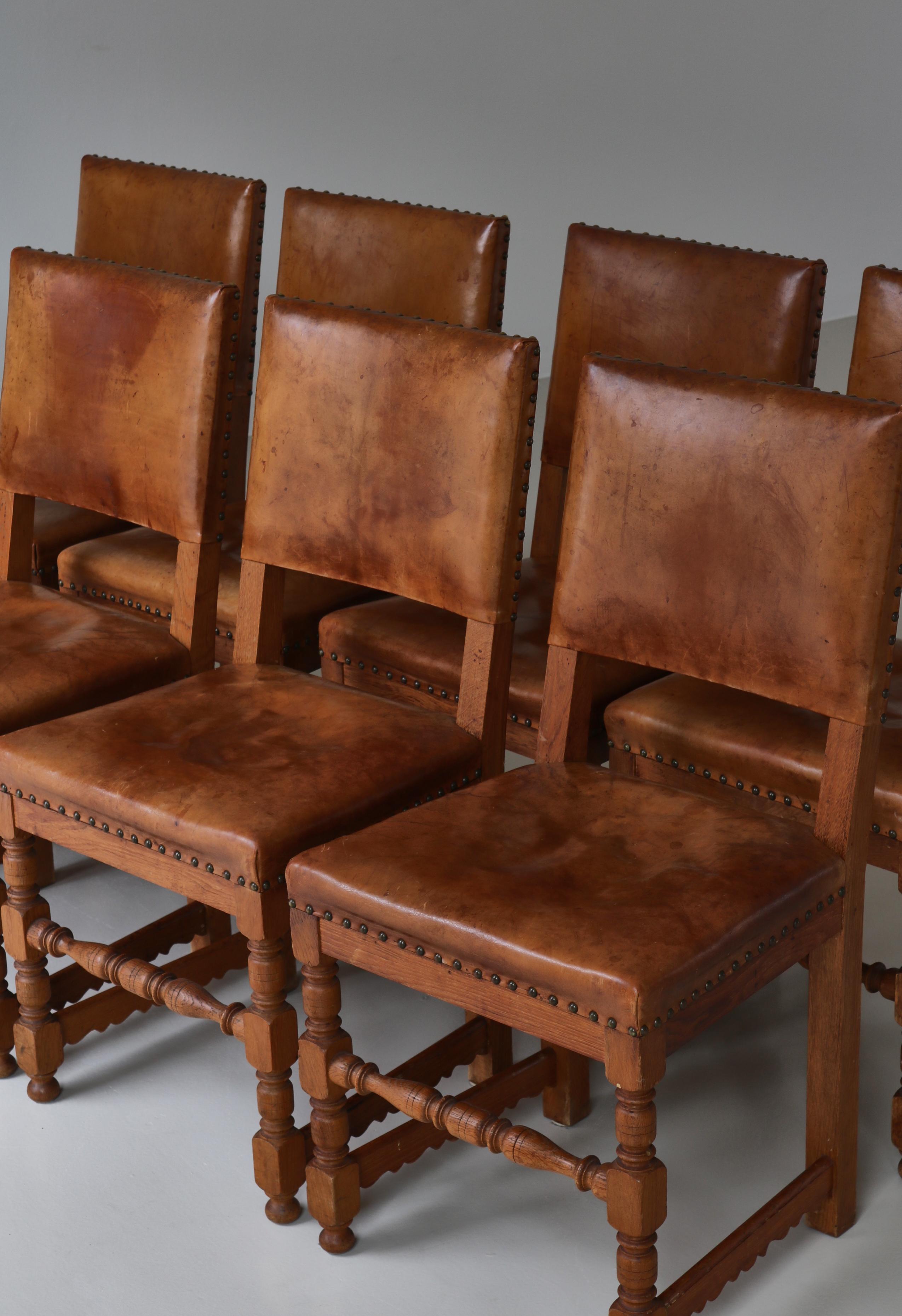 Master Cabinetmaker Lars Møller Dining Chairs in Oak & Leather, Denmark, 1935 For Sale 4