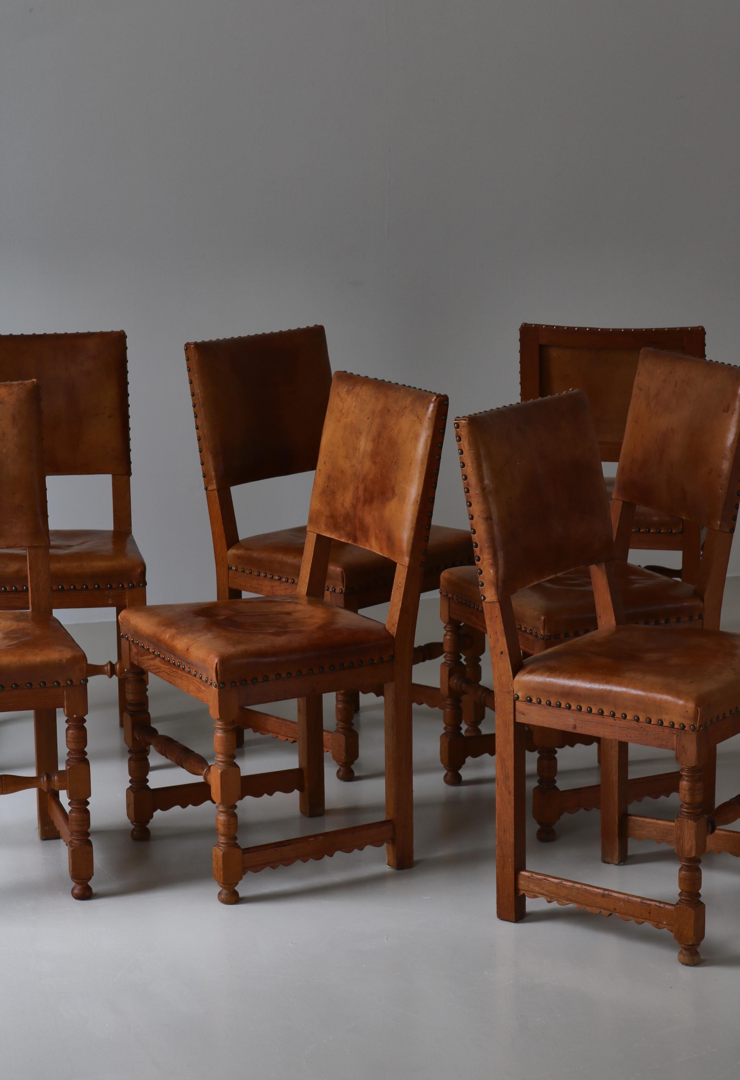 Master Cabinetmaker Lars Møller Dining Chairs in Oak & Leather, Denmark, 1935 For Sale 5