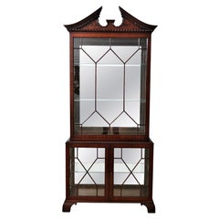 Master Craftsman Chinese Chippendale Mahogany Display Cabinet, circa 1920s