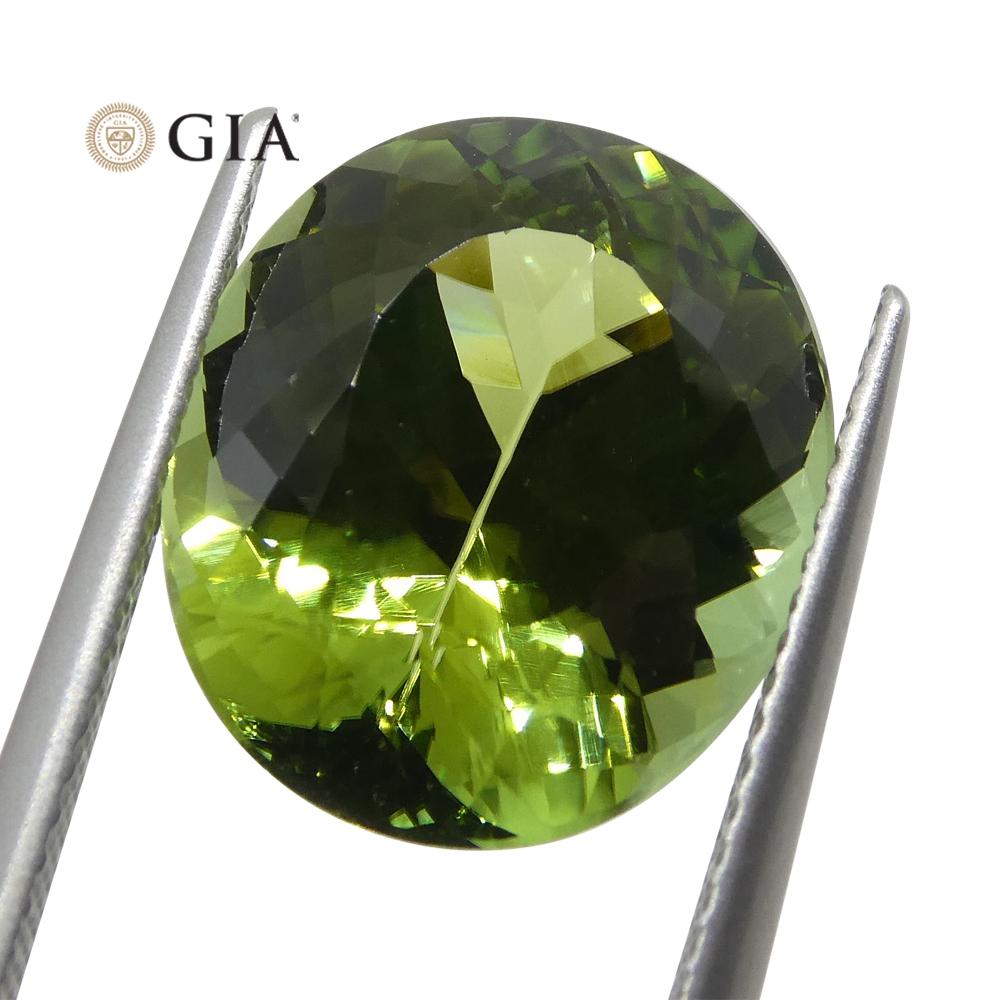 Brilliant Cut Master Cut 9.30ct Oval Mint Green Verdelite Tourmaline, GIA Certified For Sale