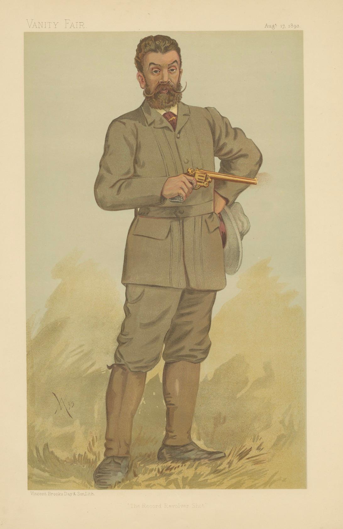 Late 19th Century Master Marksman: Walter Winans, The Record Revolver Shot, Vanity Fair 1893 For Sale