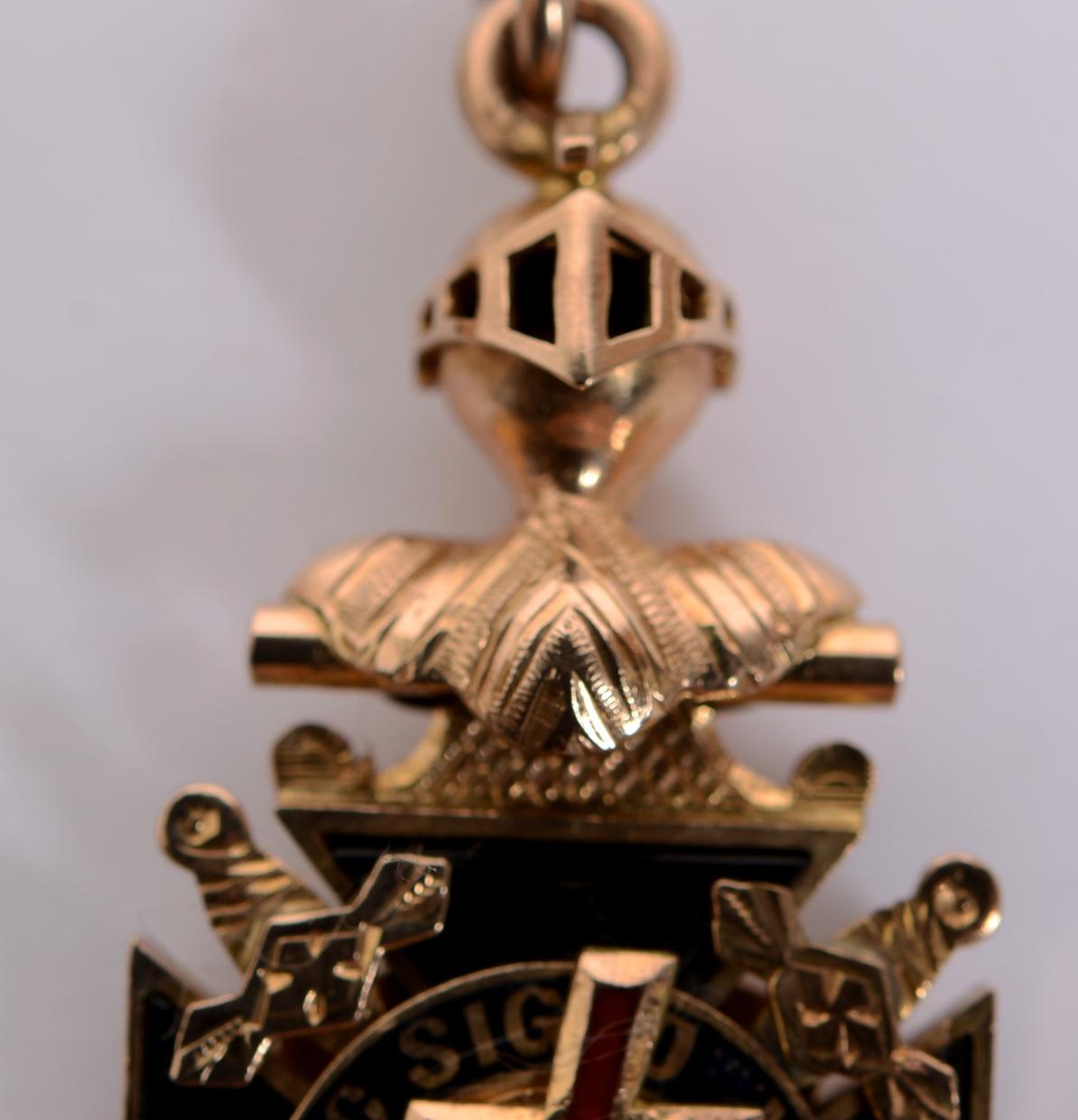 yellow gold knights of columbus fob pendant