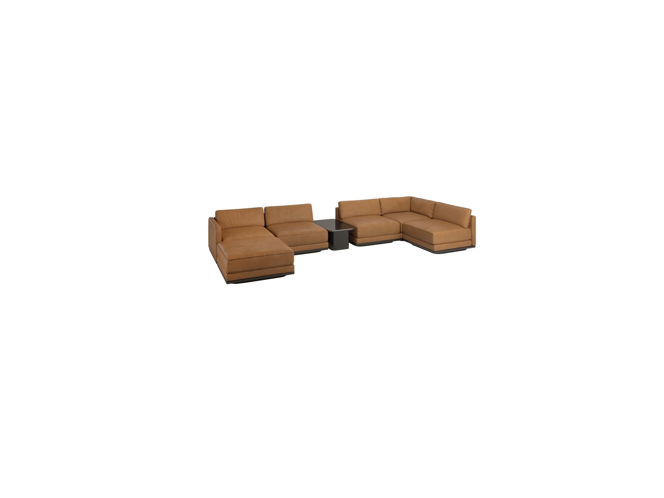 Portuguese Master Modular Sofa, Ash/Beech Plinth with Lacquered Finish For Sale
