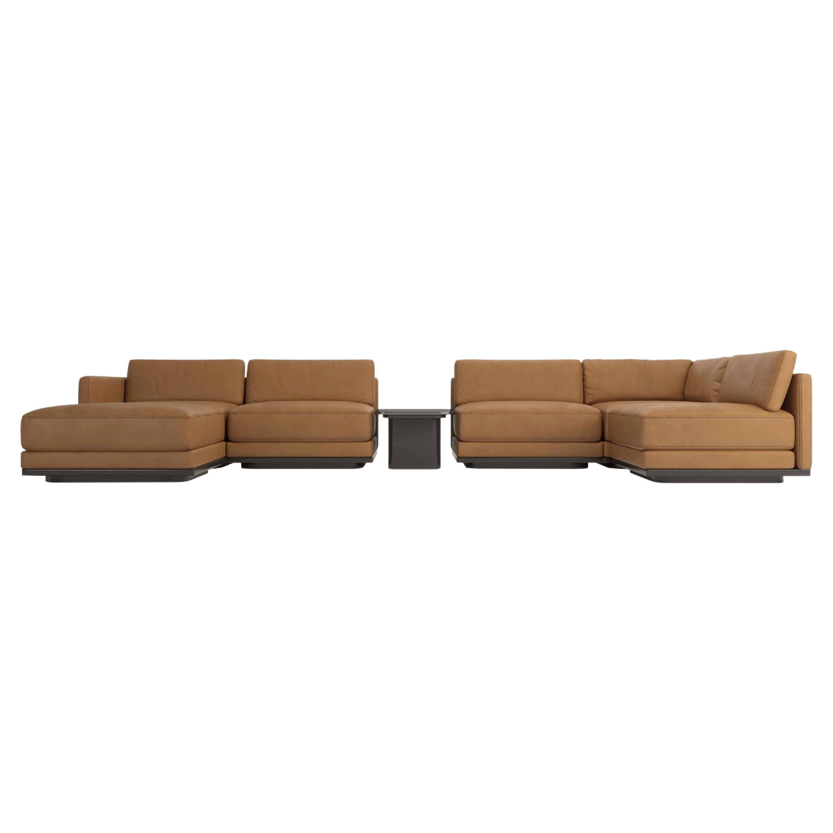 Master Modular Sofa, Ash/Beech Plinth with Lacquered Finish For Sale