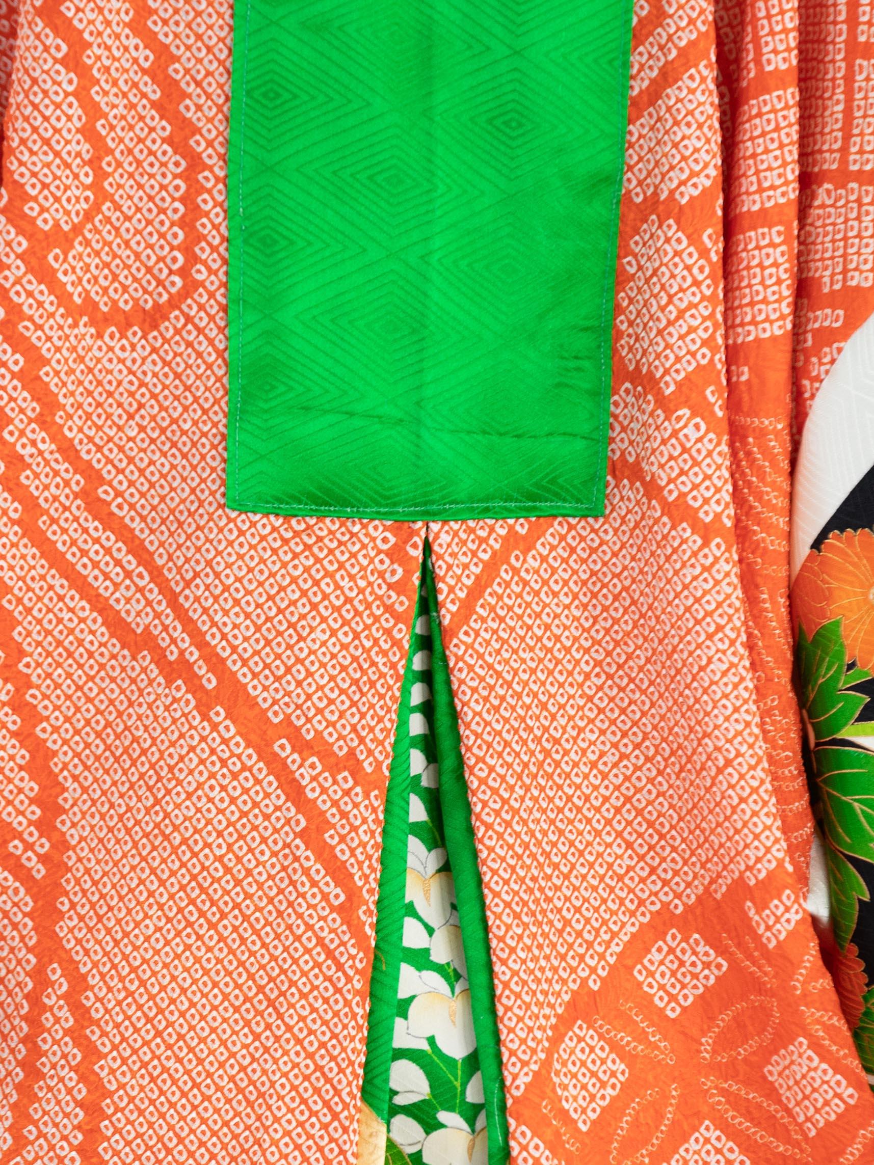 MASTER MORPHEW COLLECTION Green  Orange Japanese Kimono Silk Kaftan 6