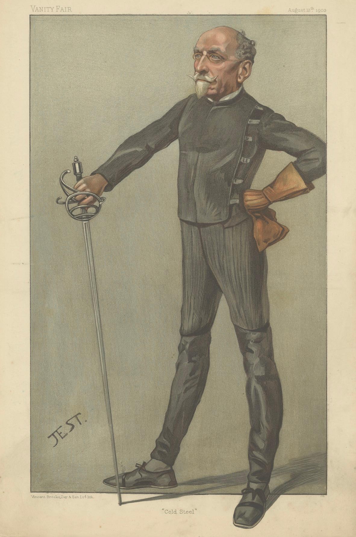 Early 20th Century Master of the Blade: Alfred Hutton, The Fencing Historian, Vanity Fair 1903 For Sale