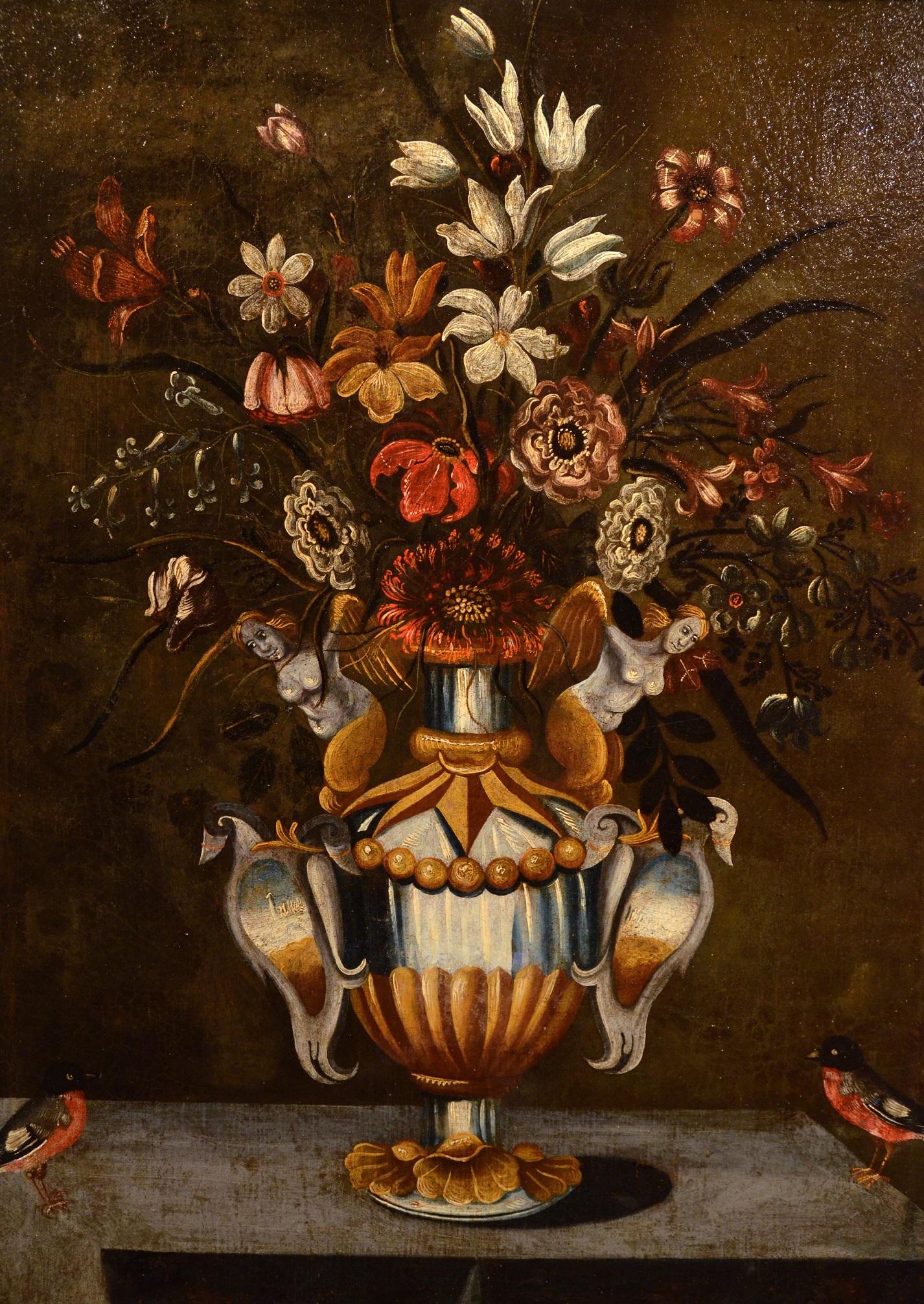 Blumenmalerei Öl auf Leinwand Alter Meister 17. Jahrhundert Italien Stillleben Kunst   im Angebot 2