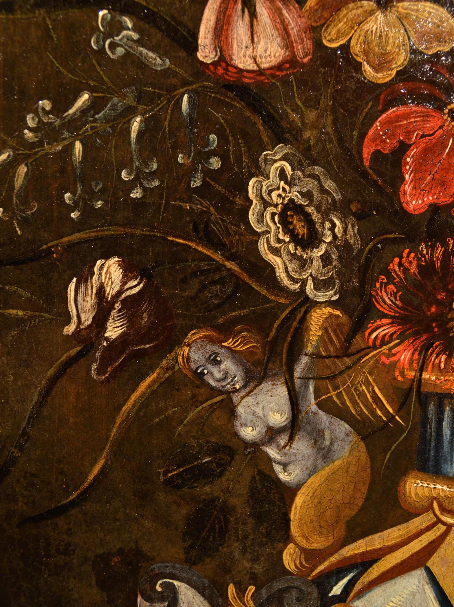 Peinture à l'huile sur toile Vieux maître 17ème siècle Italie natures mortes   en vente 3