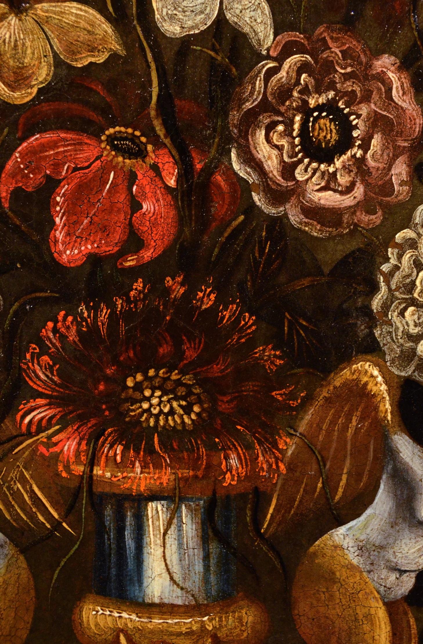 Flowers Paint Oil on canvas Old master 17th Century Italy Still-life Art   For Sale 5