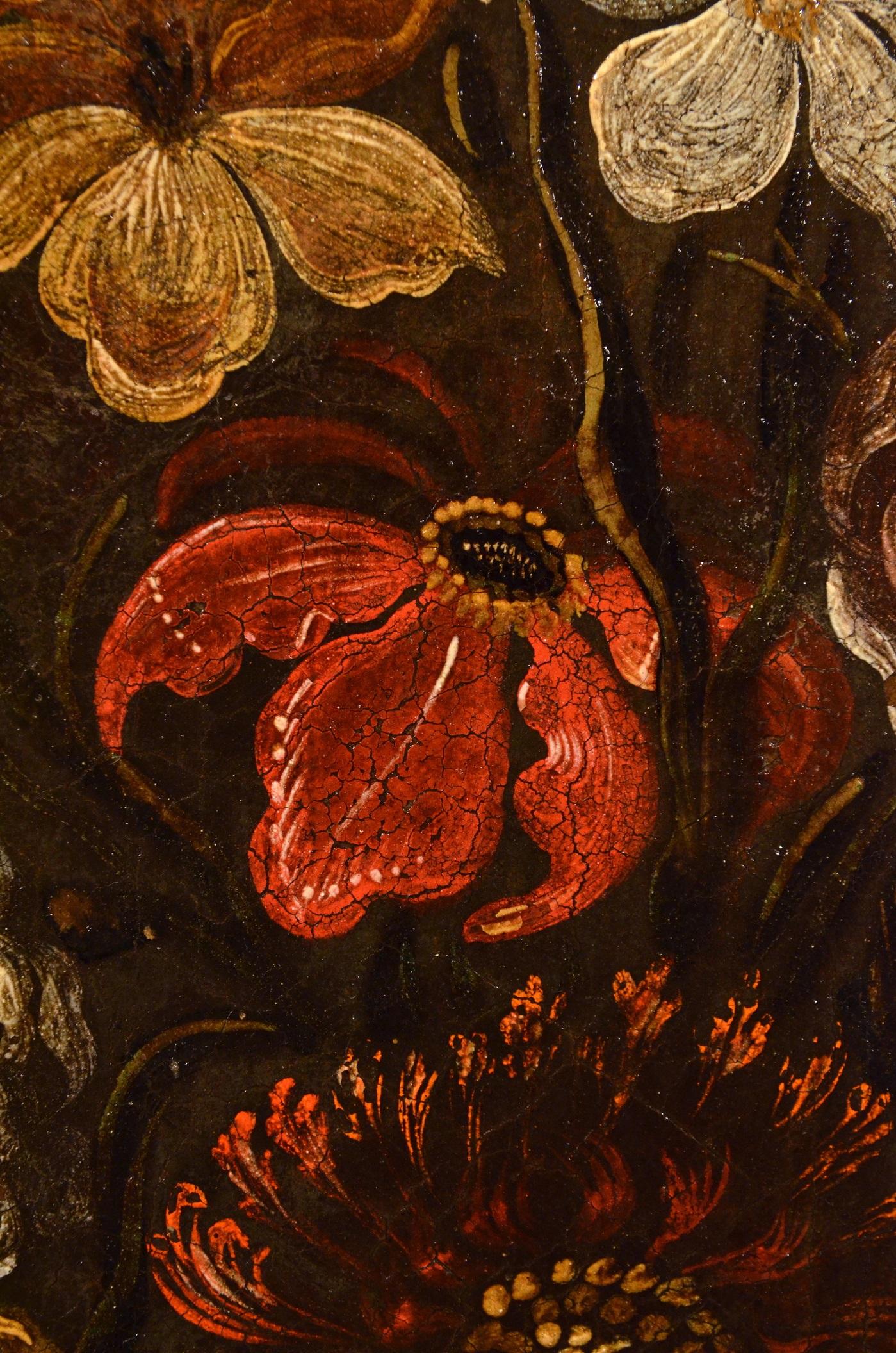 Blumenmalerei Öl auf Leinwand Alter Meister 17. Jahrhundert Italien Stillleben Kunst   im Angebot 6