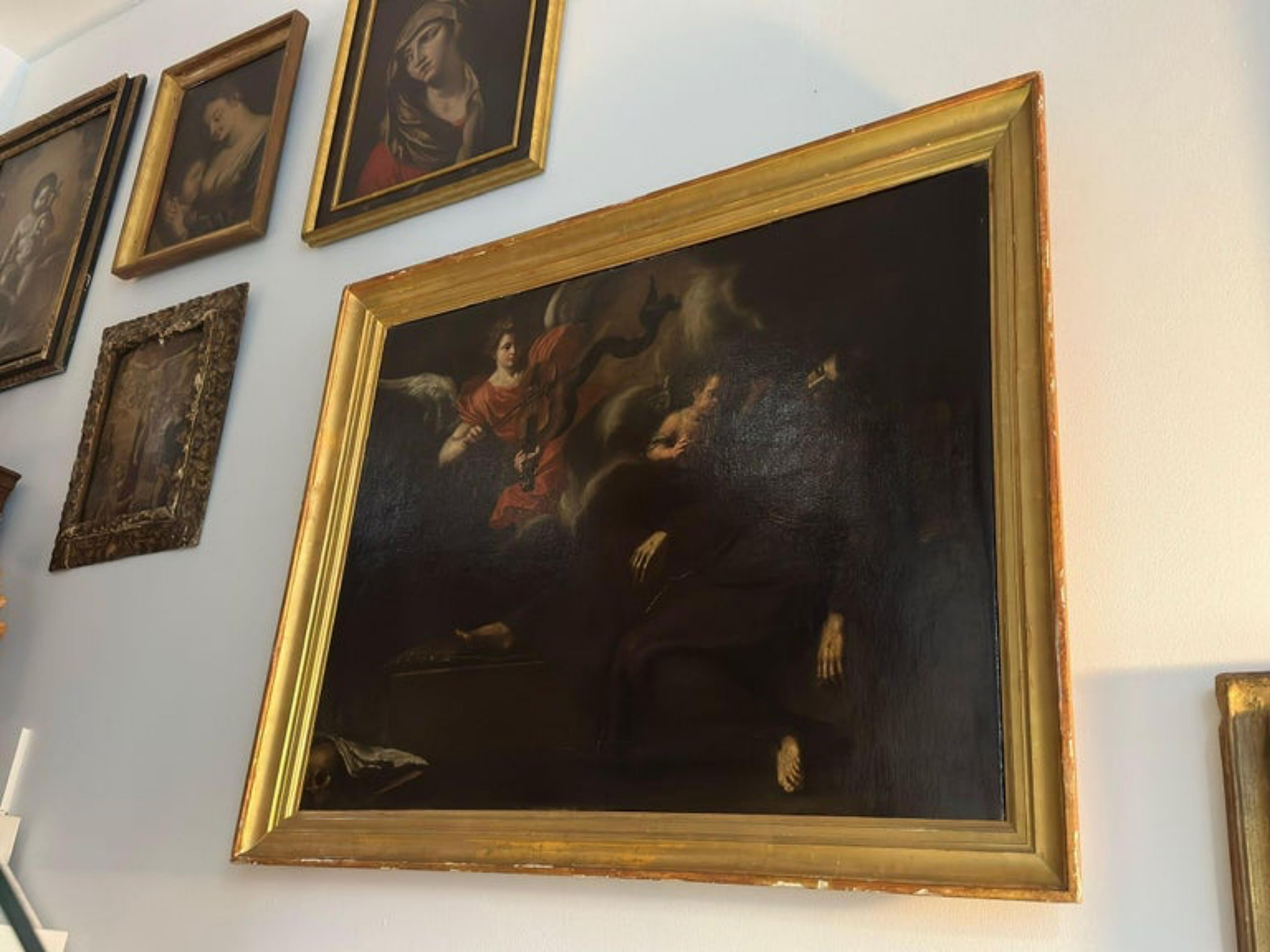 Maestro de la Escuela Napolitana del siglo XVII. Visión de San Francisco Barroco en venta