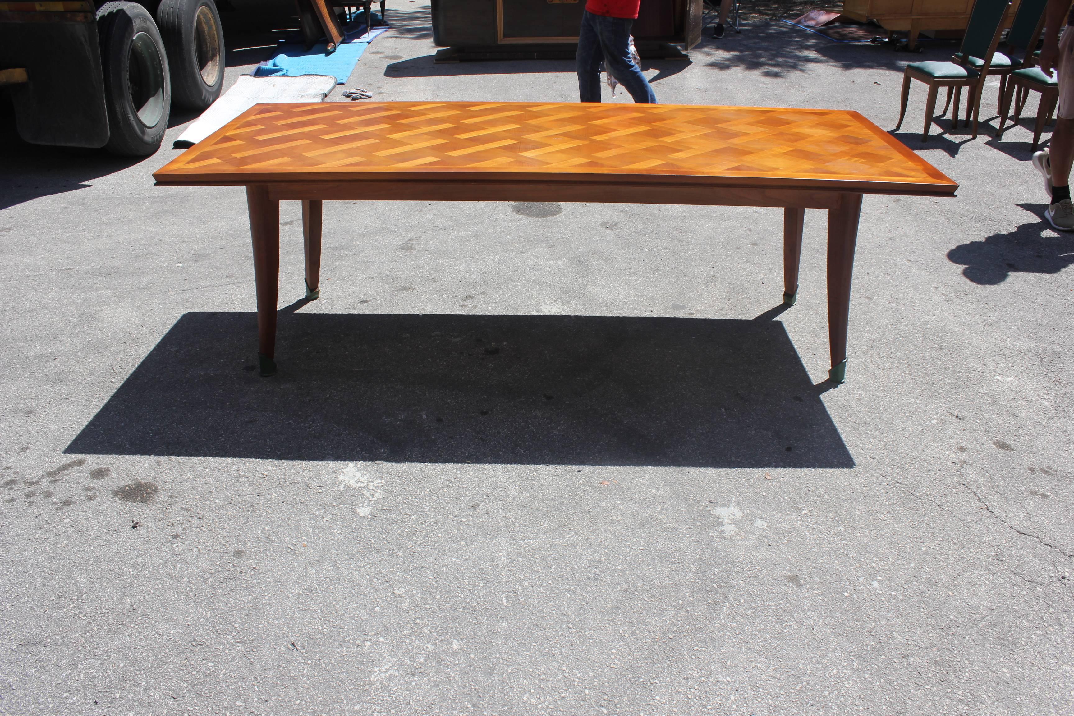 Master Piece French Art Deco Dining Table Cherry Wood by Leon Jallot, 1930s For Sale 7