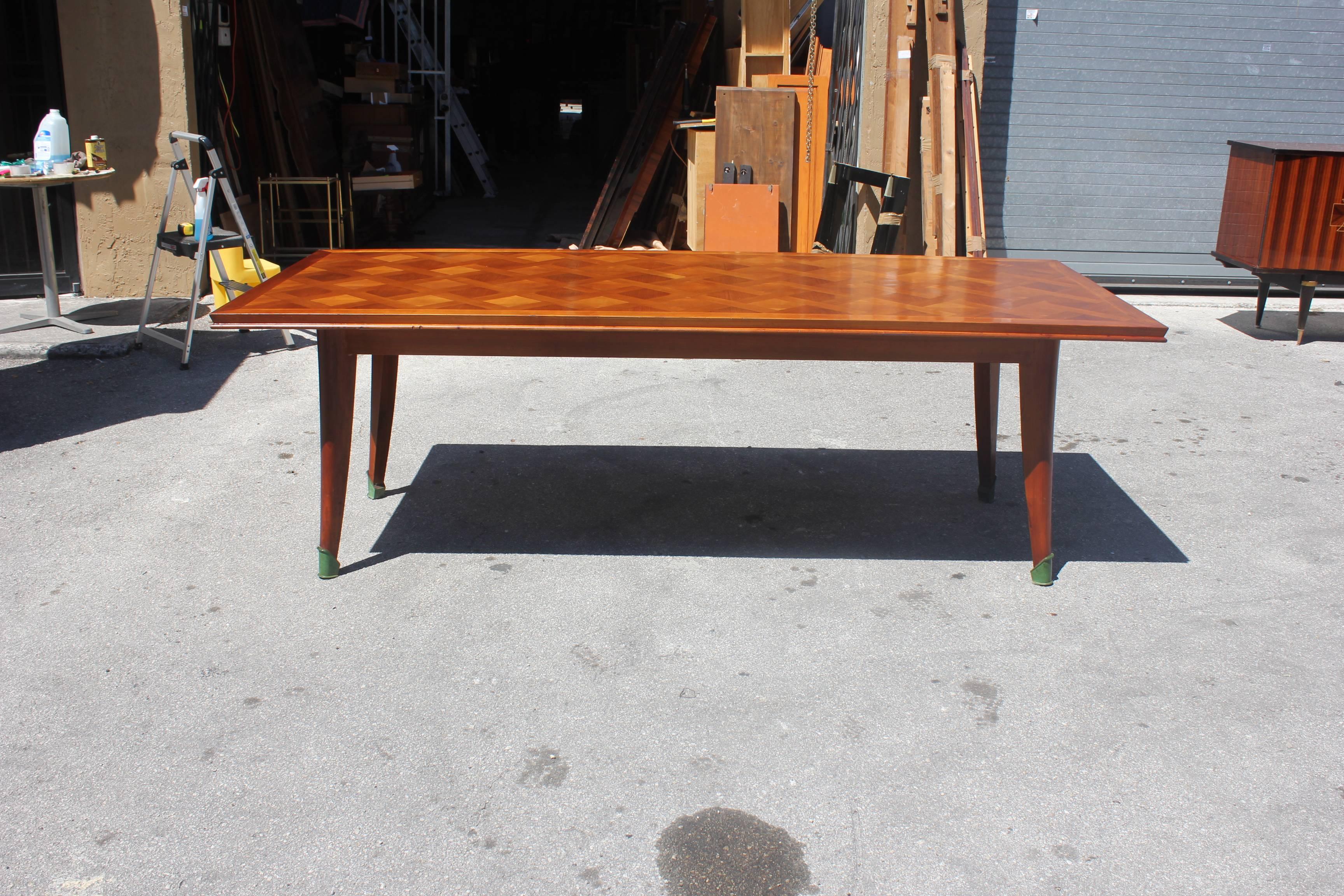 Mid-20th Century Master Piece French Art Deco Dining Table Cherry Wood by Leon Jallot, 1930s For Sale