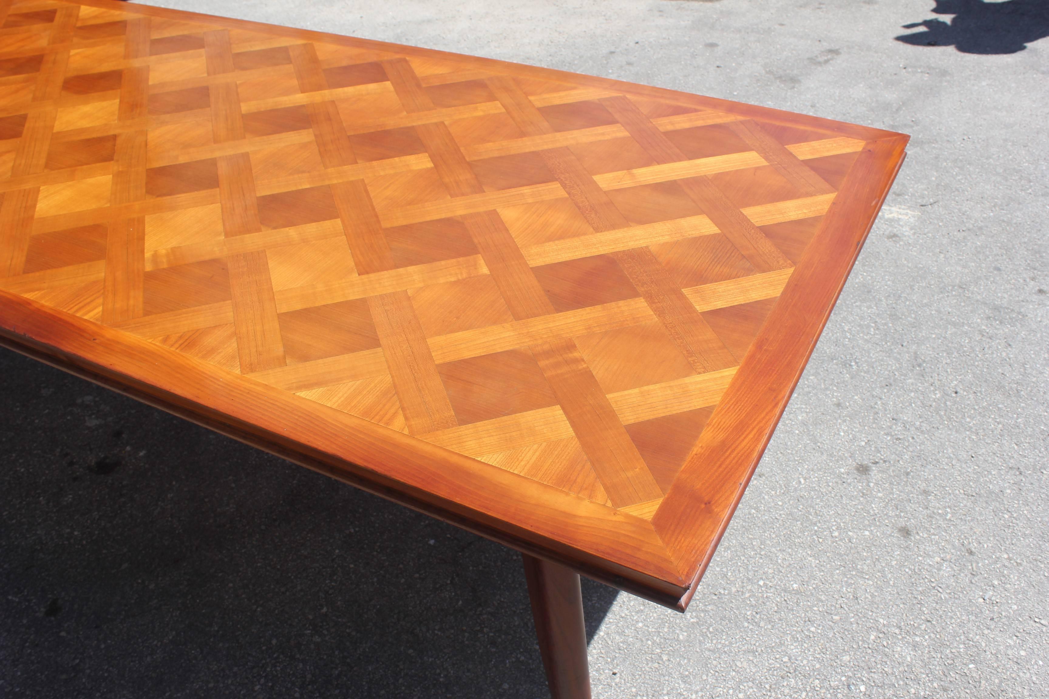 Master Piece French Art Deco Dining Table Cherry Wood by Leon Jallot, 1930s For Sale 1
