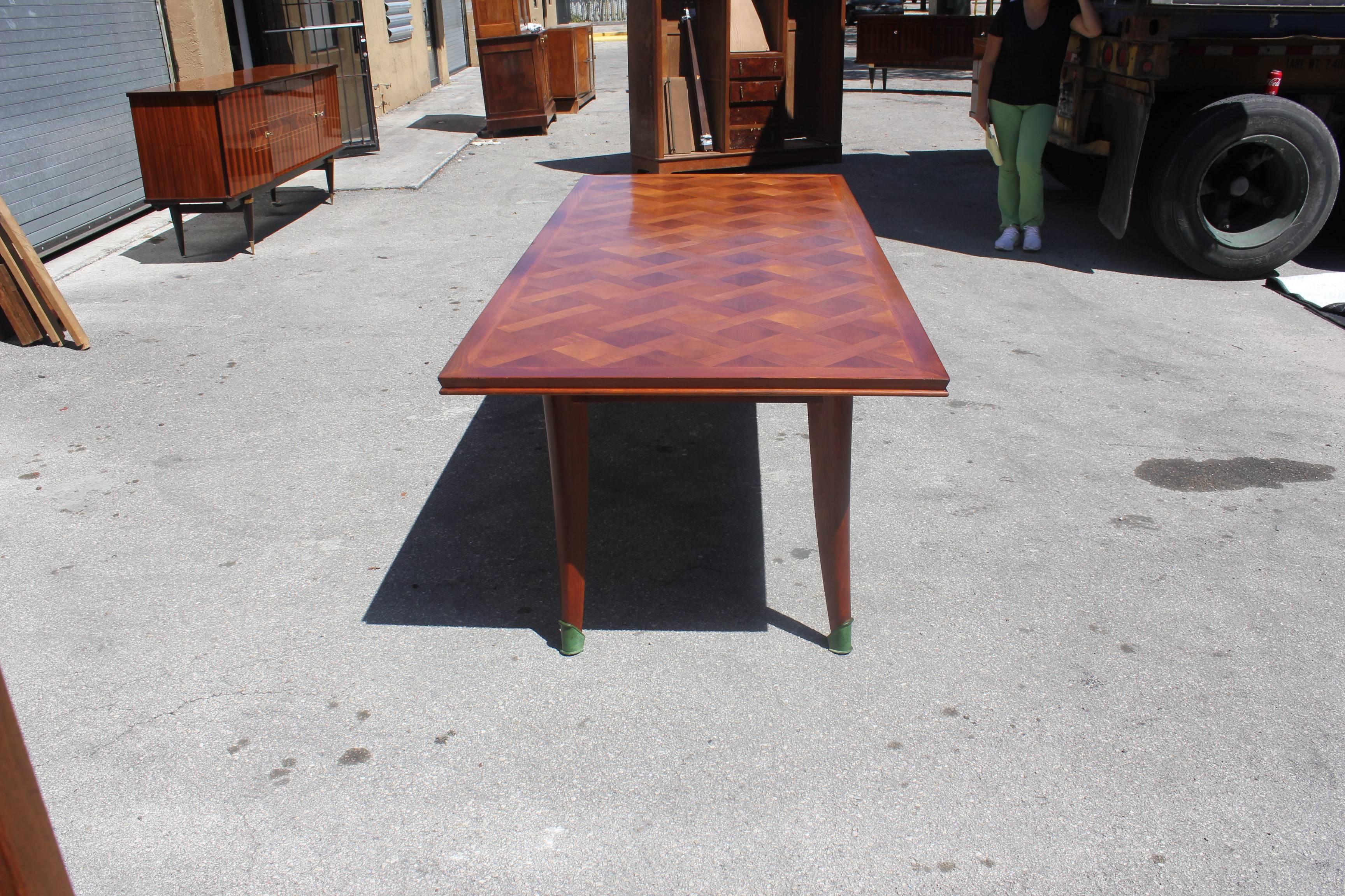 Master Piece French Art Deco Dining Table Cherry Wood by Leon Jallot, 1930s For Sale 3