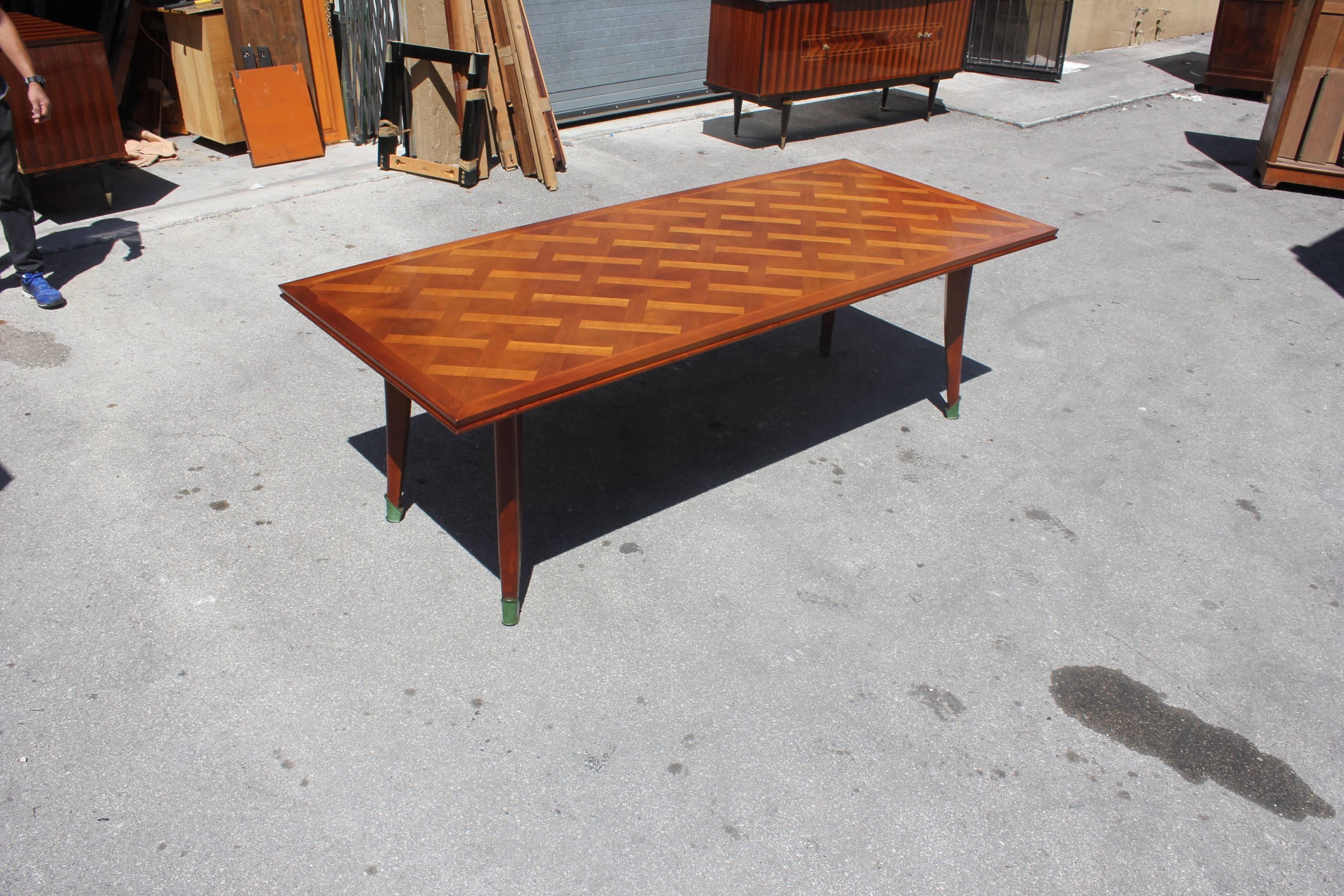 Master Piece French Art Deco Dining Table Cherry Wood by Leon Jallot, 1930s For Sale 4