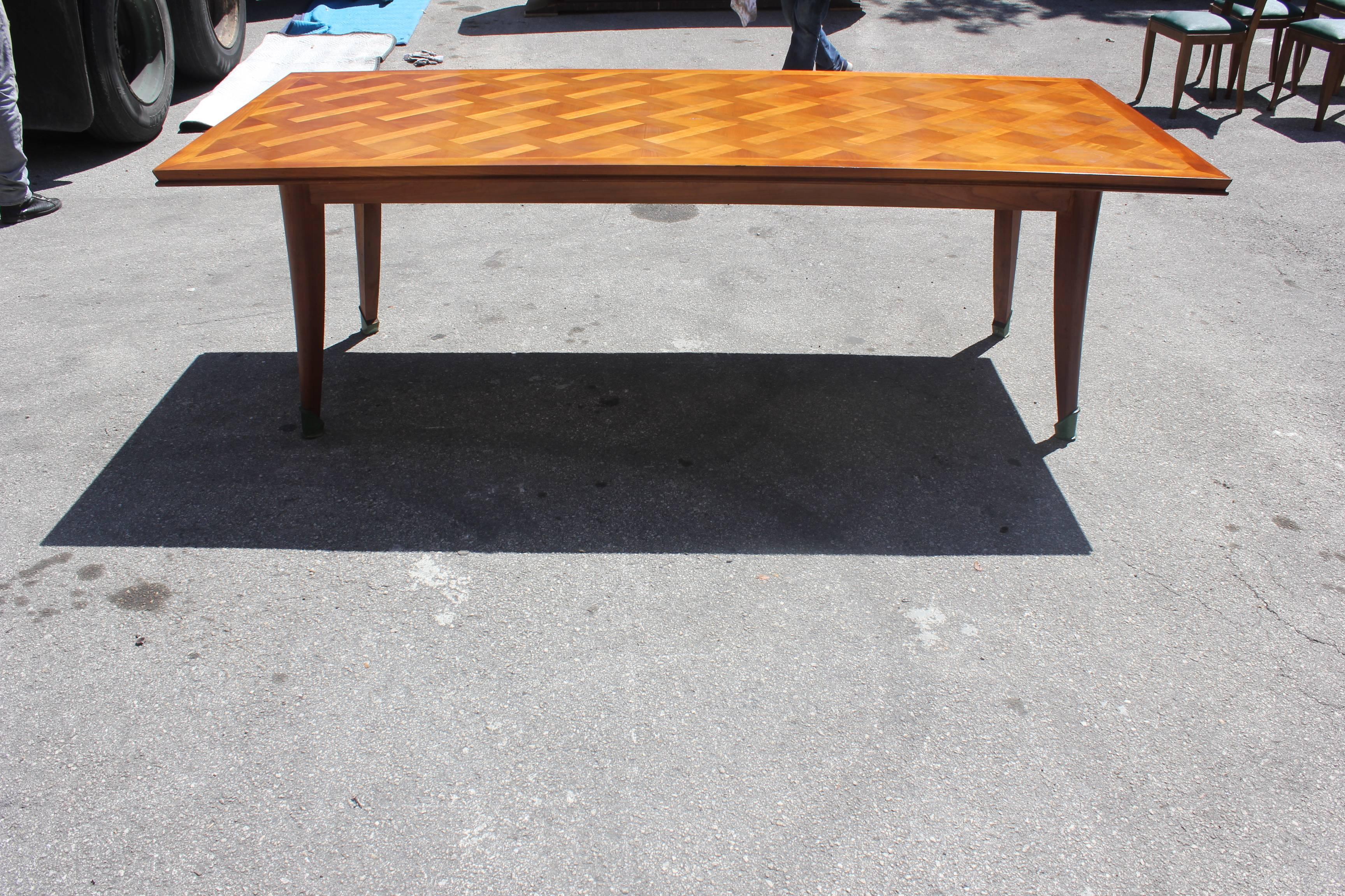 Master Piece French Art Deco Dining Table Cherry Wood by Leon Jallot, 1930s For Sale 5