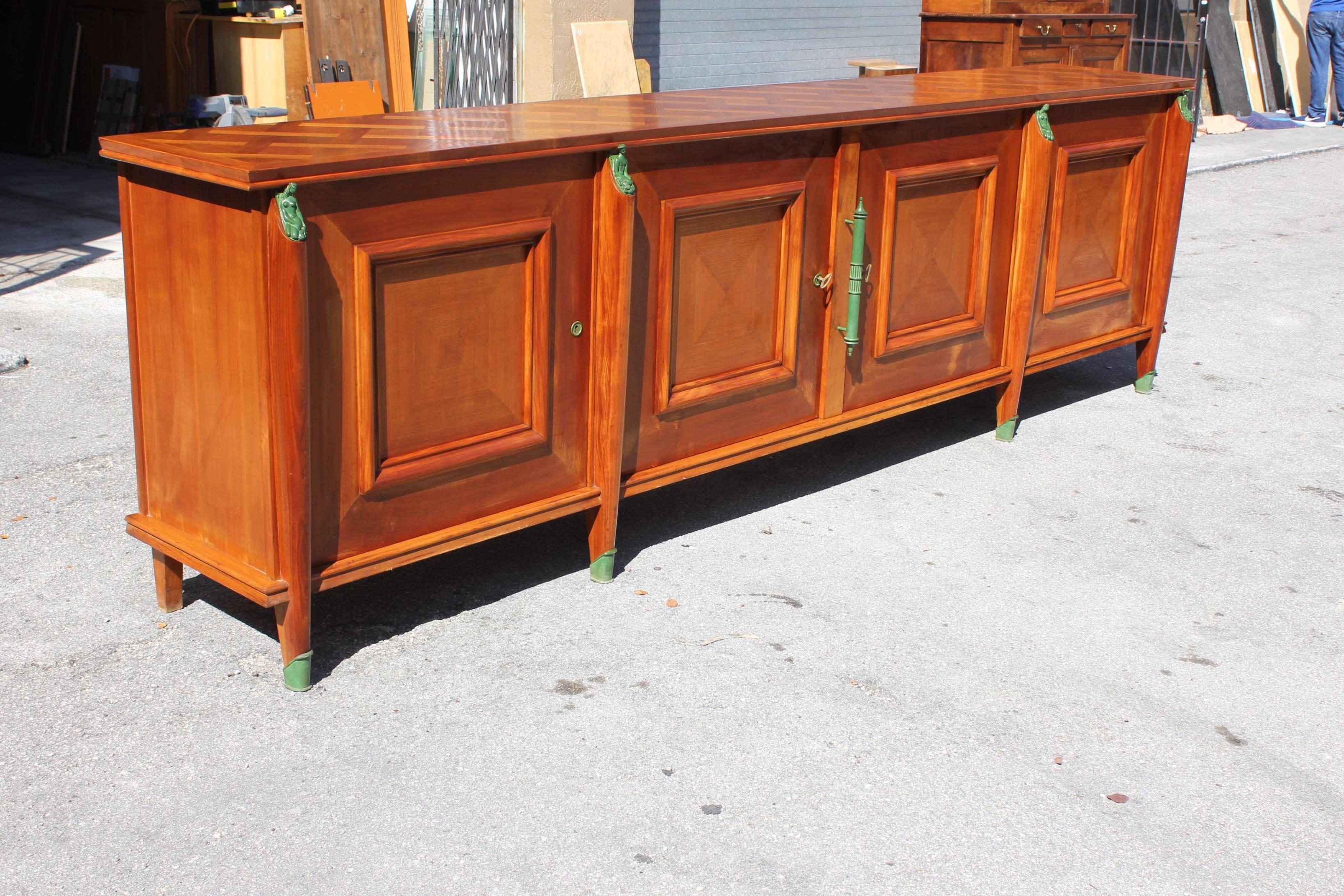 Master Piece French Art Deco Sideboard / Buffet Cherrywood by Leon Jallot, 1930s For Sale 7