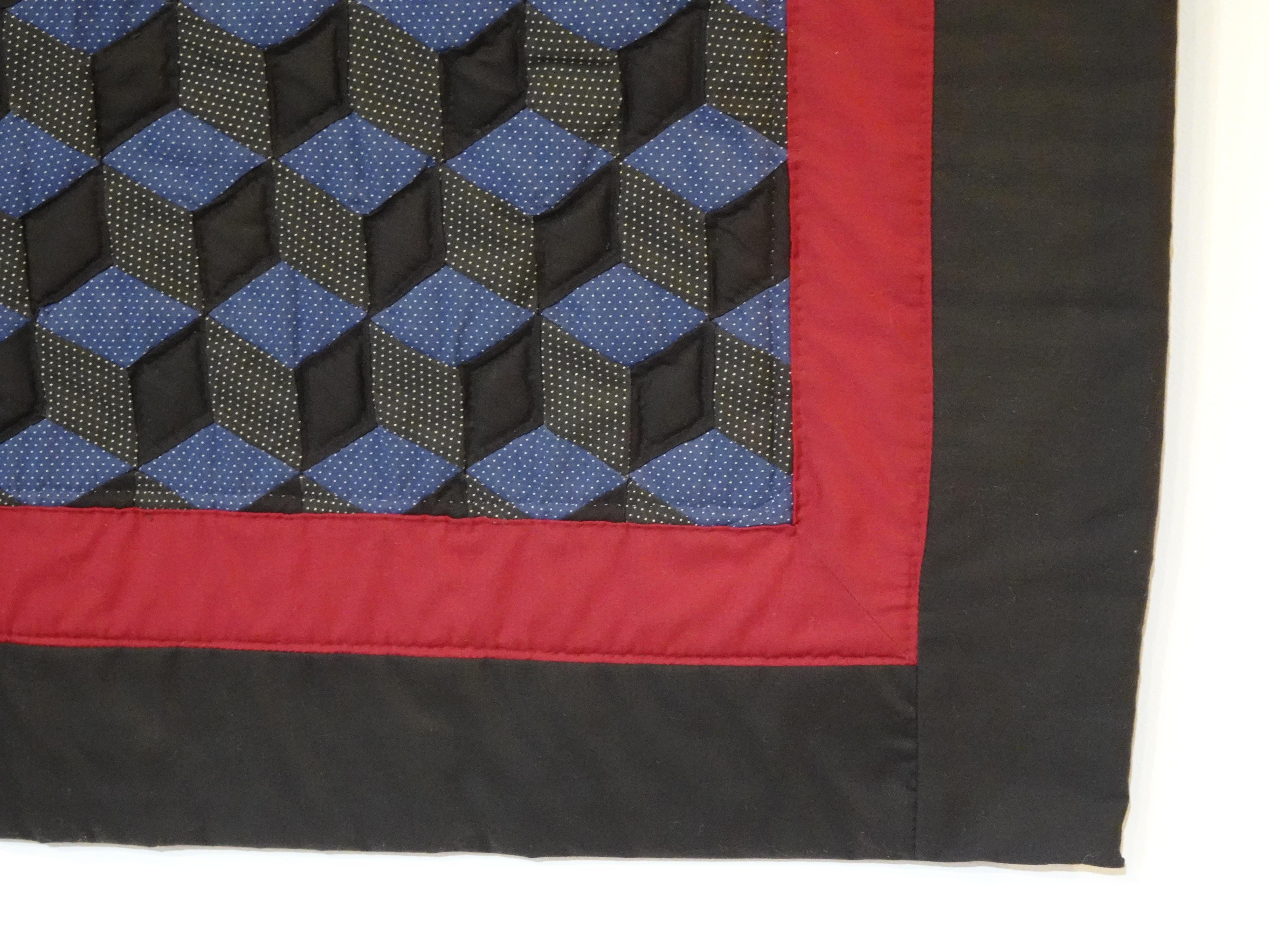 Modern Master Quilter Nina M. Groves Small Geometric Wall Hanging Quilt For Sale