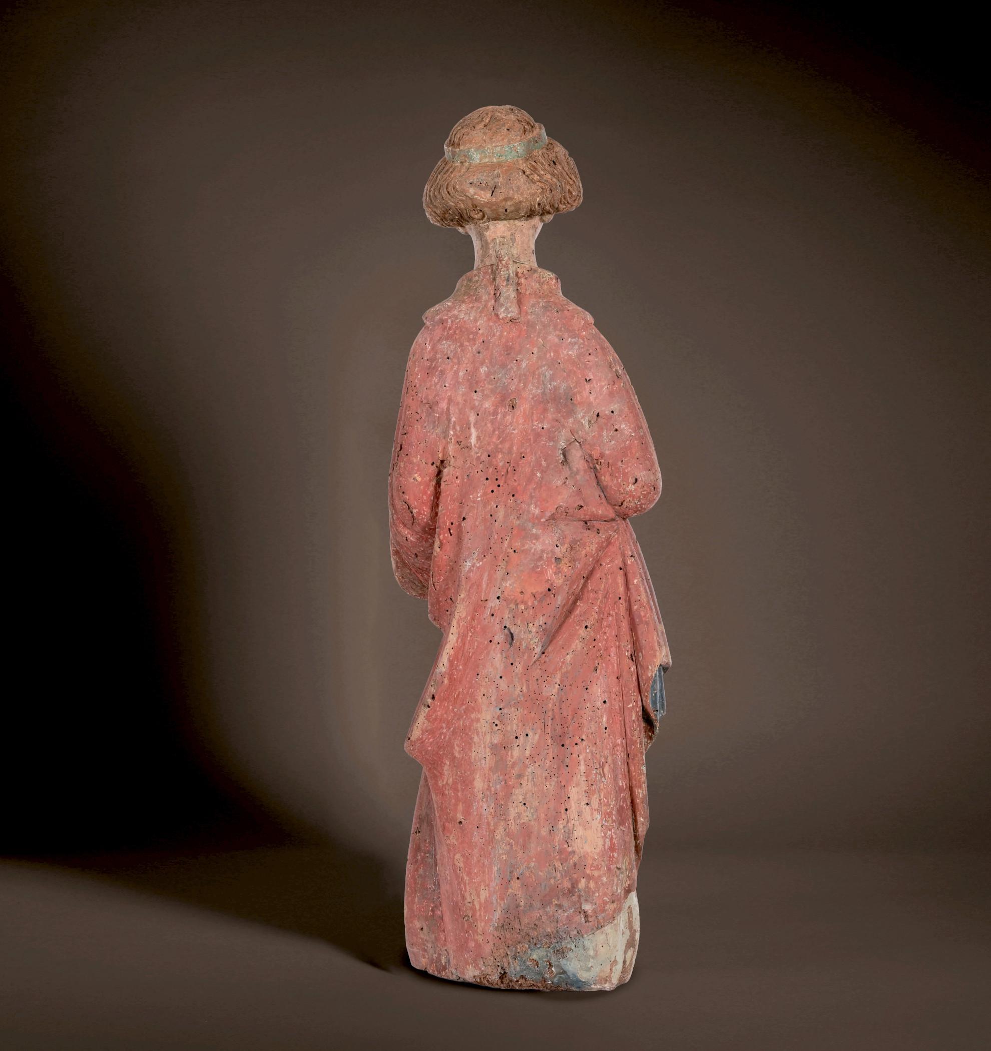Angel of the Annunciation - Brown Figurative Sculpture by Master Theoderich