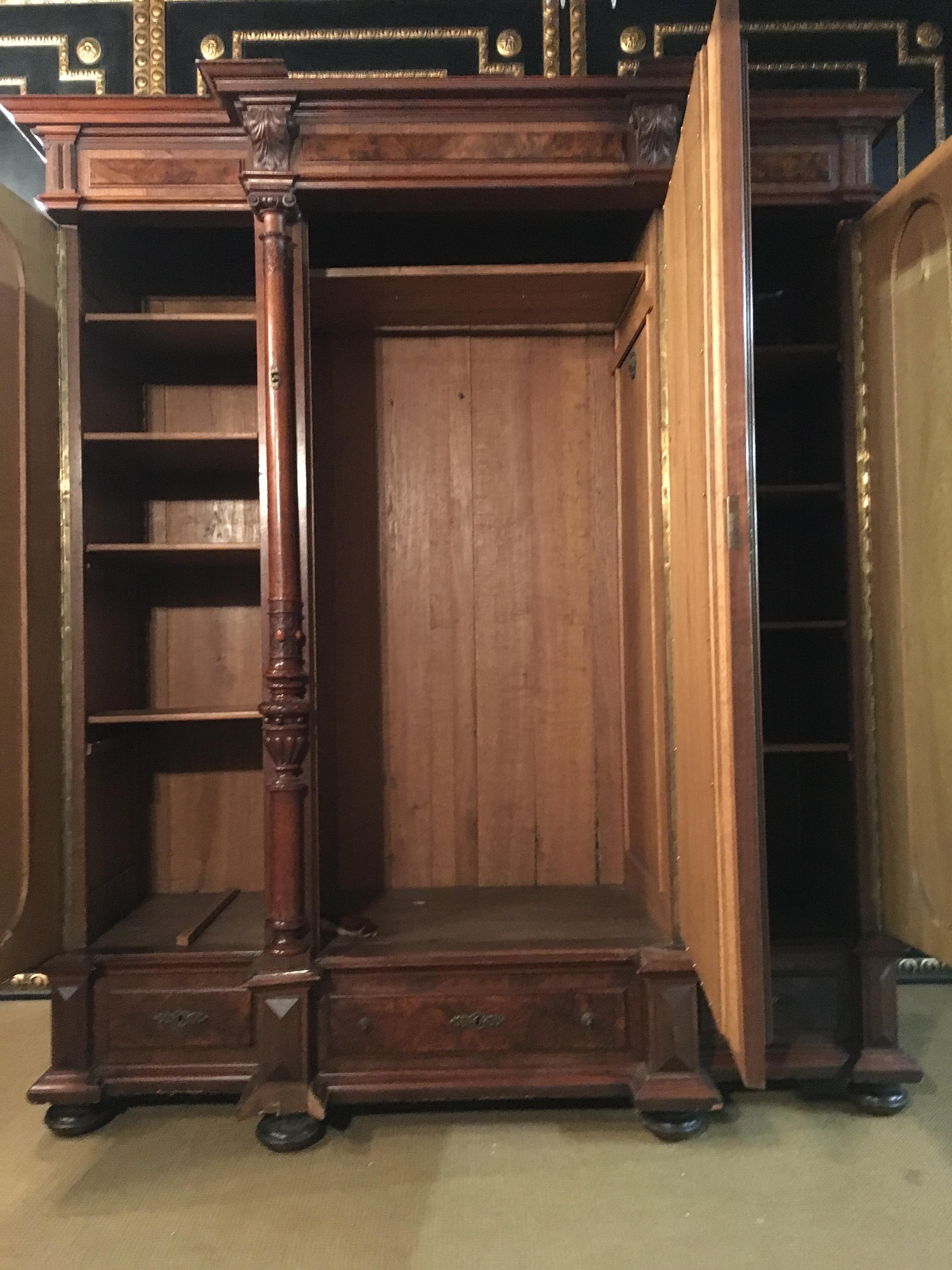 Master Wardrobe from 1880 Solid Oak and Veneered Root Walnut 5