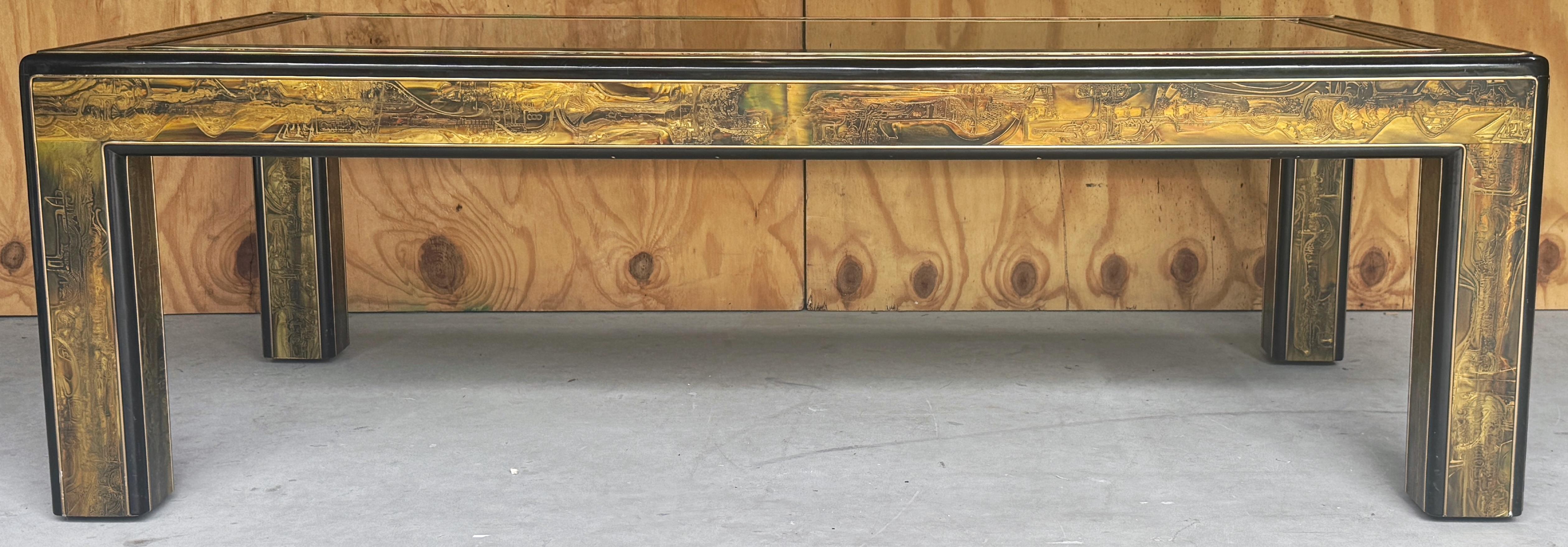 Table basse/table de cocktail Mastercarft en laiton gravé à l'acide par Bernhard Rohne en vente 2