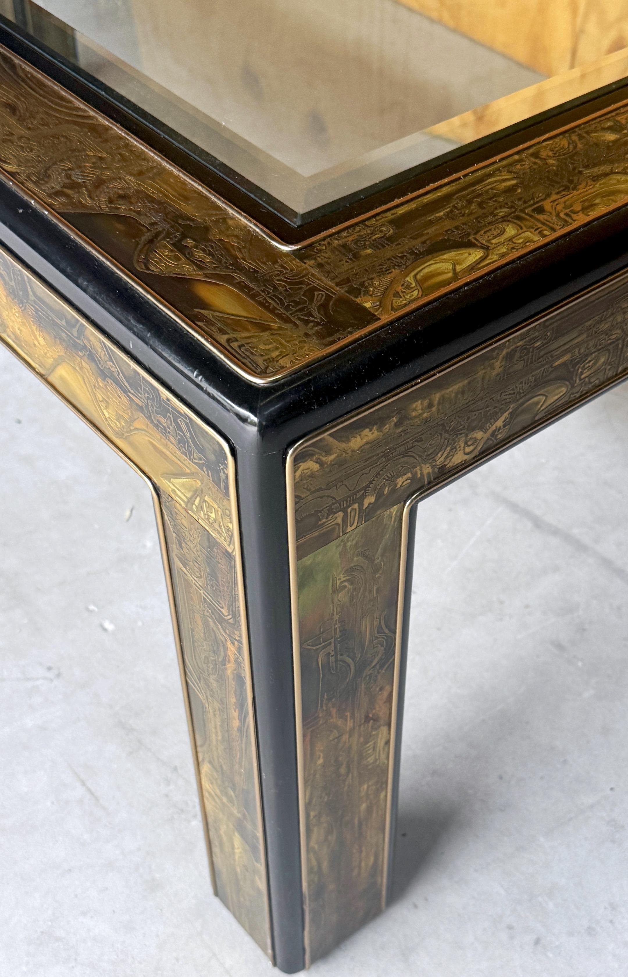 Table basse/table de cocktail Mastercarft en laiton gravé à l'acide par Bernhard Rohne Bon état - En vente à West Palm Beach, FL
