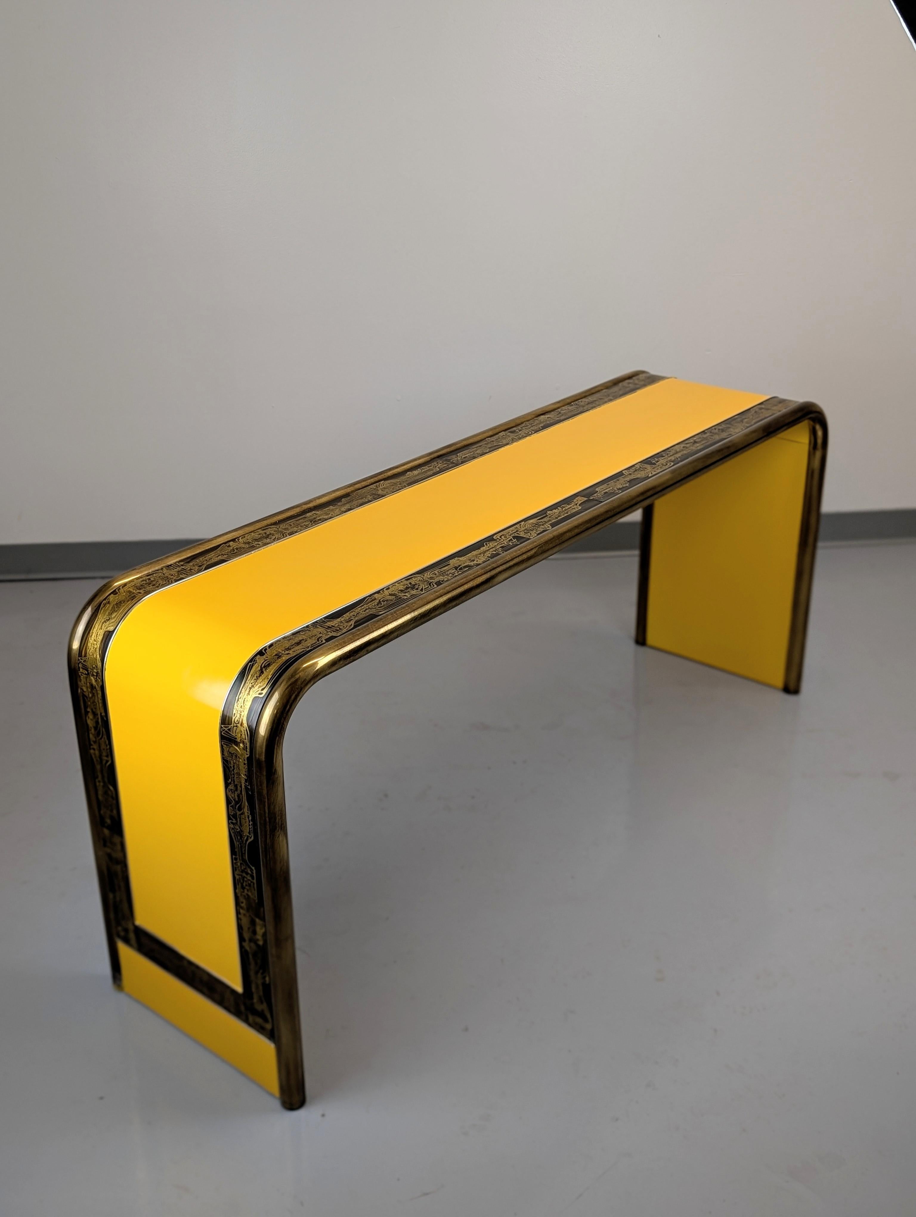 Mastercraft 1609 Sofa table with acid-etched details by Bernhard Rohne For Sale 5