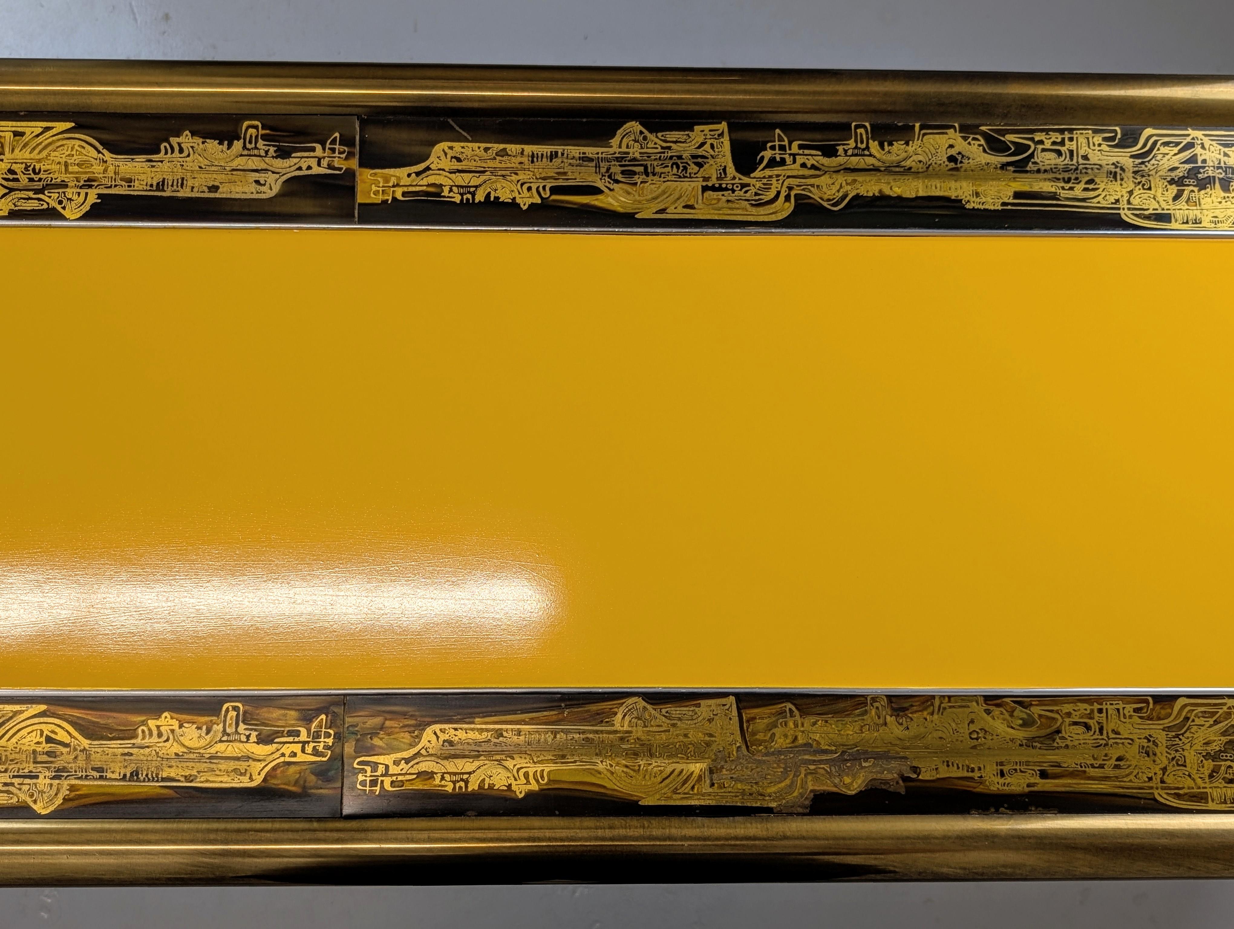 Mastercraft 1609 Sofa table with acid-etched details by Bernhard Rohne For Sale 3