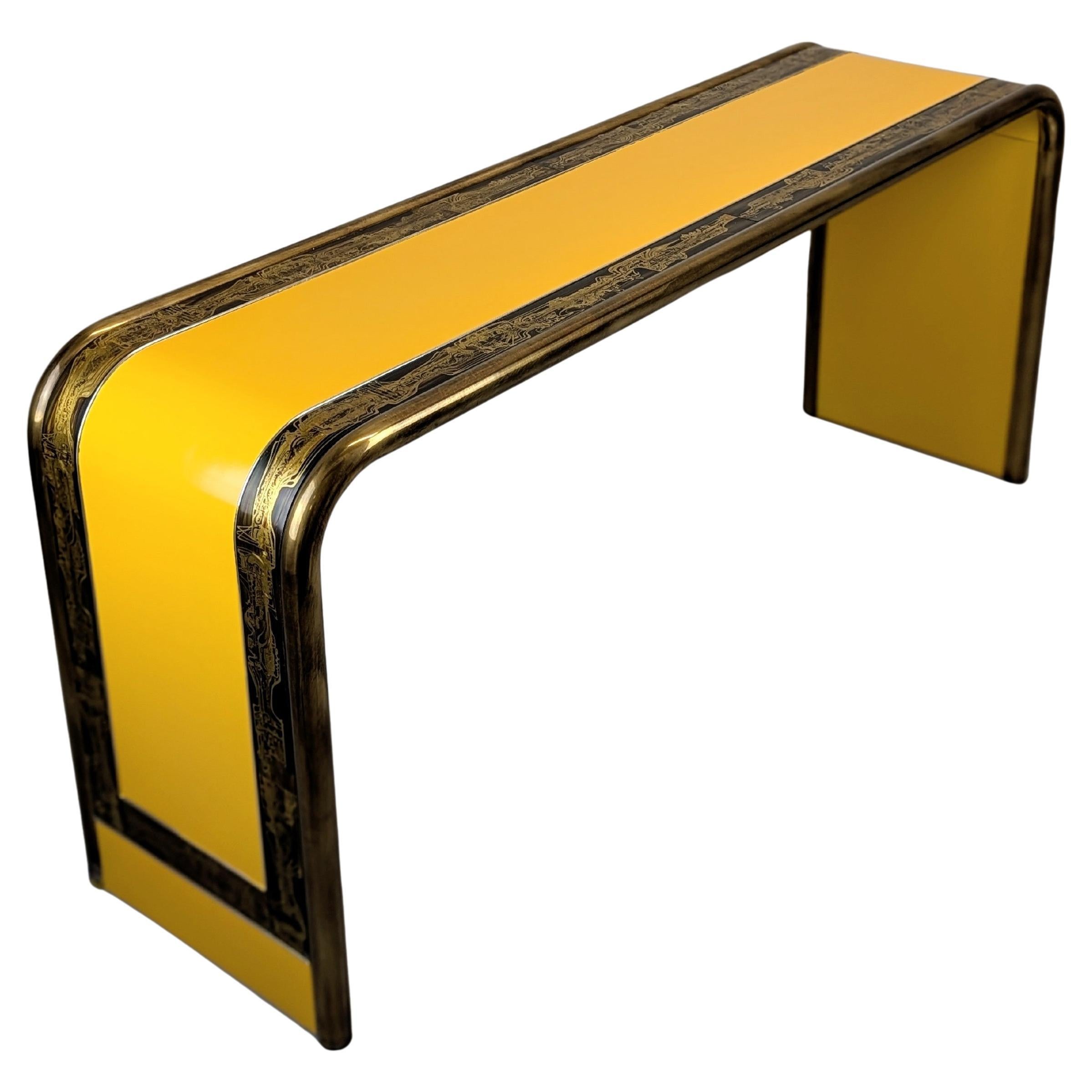 Mastercraft 1609 Sofa table with acid-etched details by Bernhard Rohne For Sale